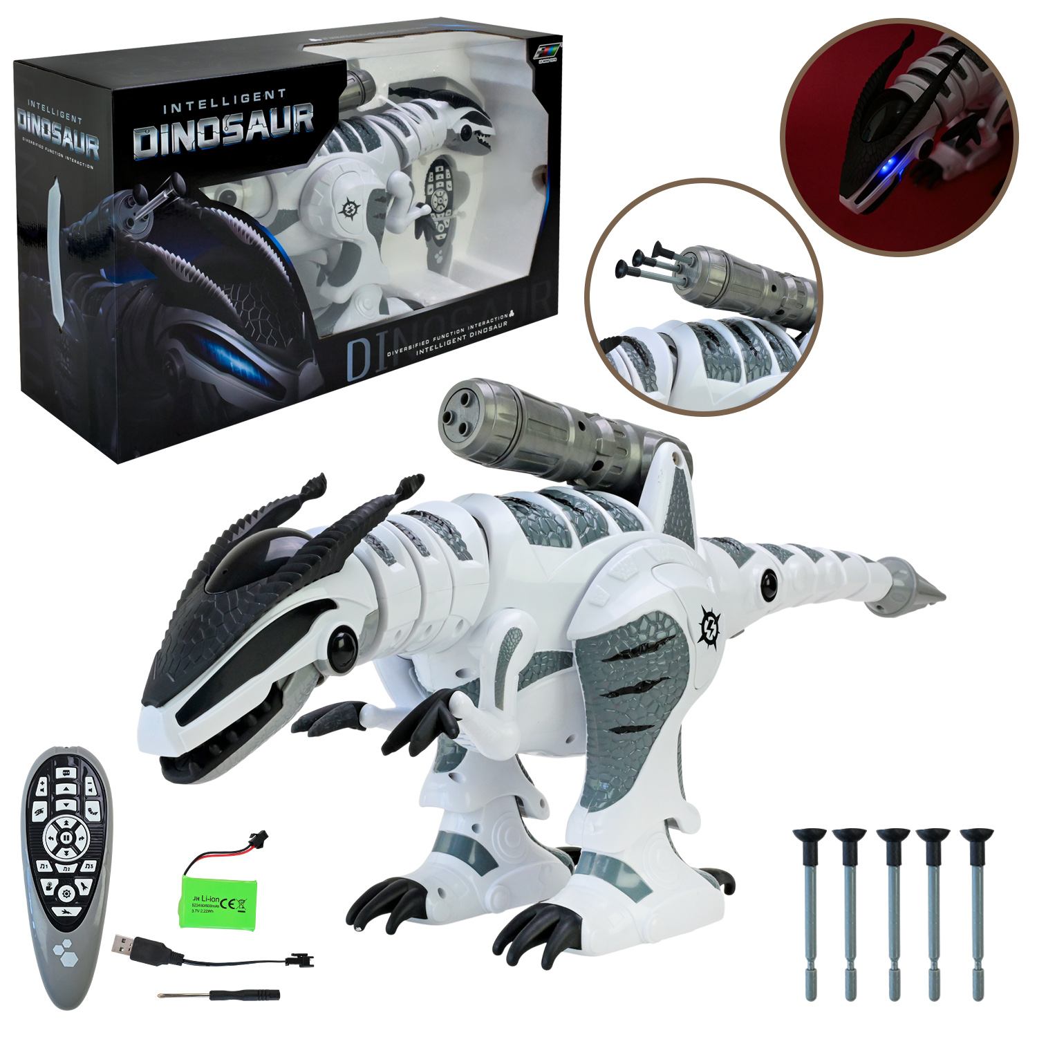 Тварина інтерак. дінозавр арт. K9 (6 шт) на р/к, ходить, стріляє, світов.і звуков.ефекти, короб.59,5*17,8*33,3см