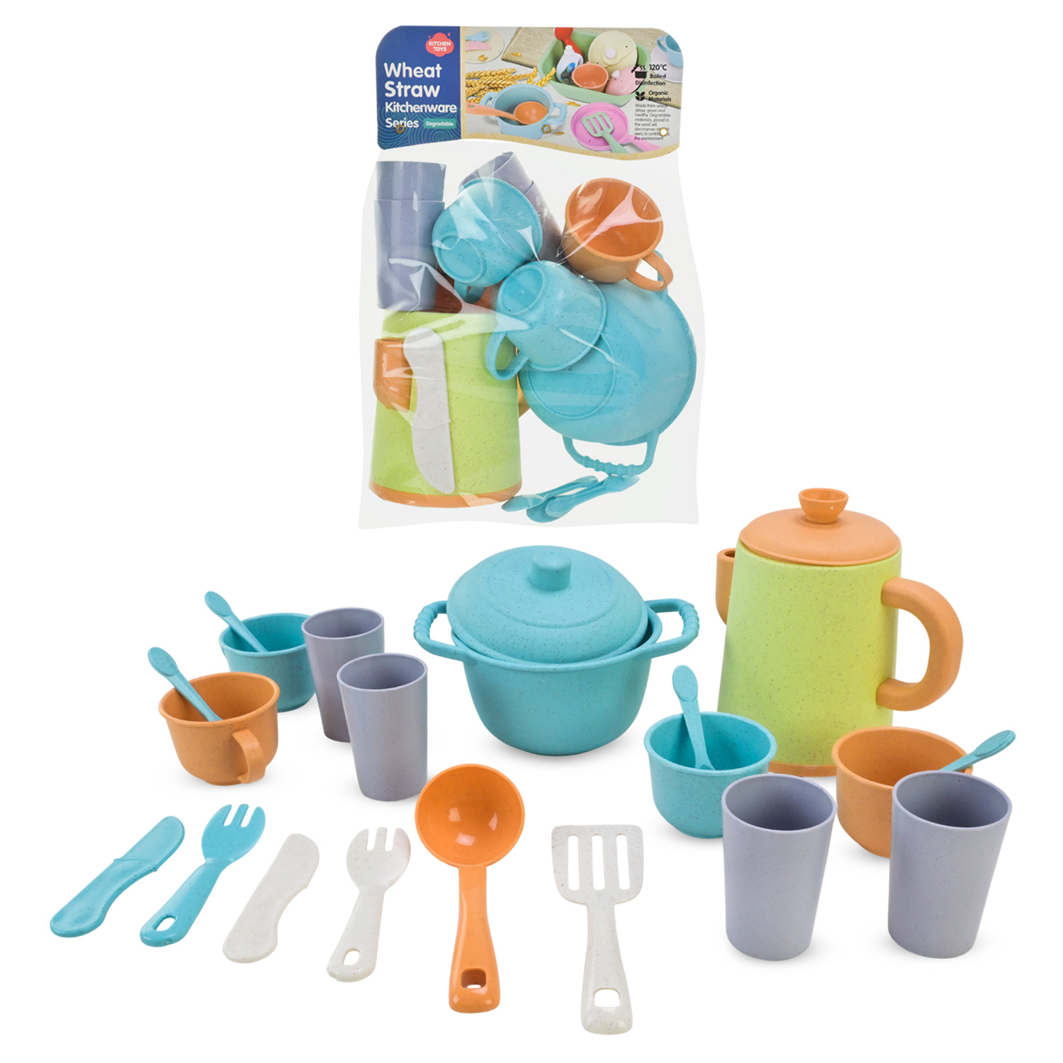 Посуд арт. HG-3054 (36шт)   чайник, чашки, аксес, еко матеріали пакет 18*9,5*30см