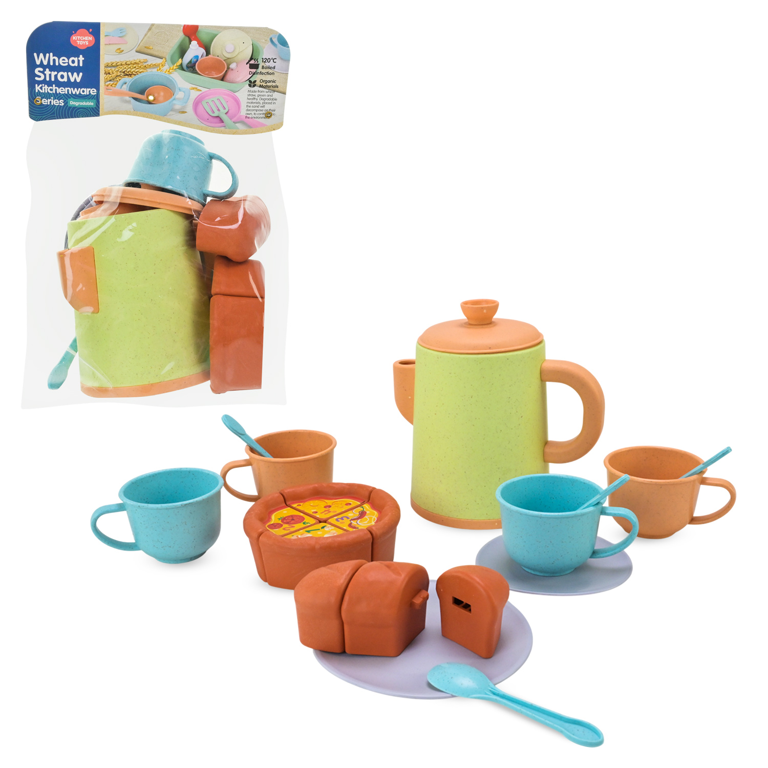 Посуд арт. HG-3057 (48шт)   чайник, чашки, аксес, еко матеріали пакет 18*9,5*30см