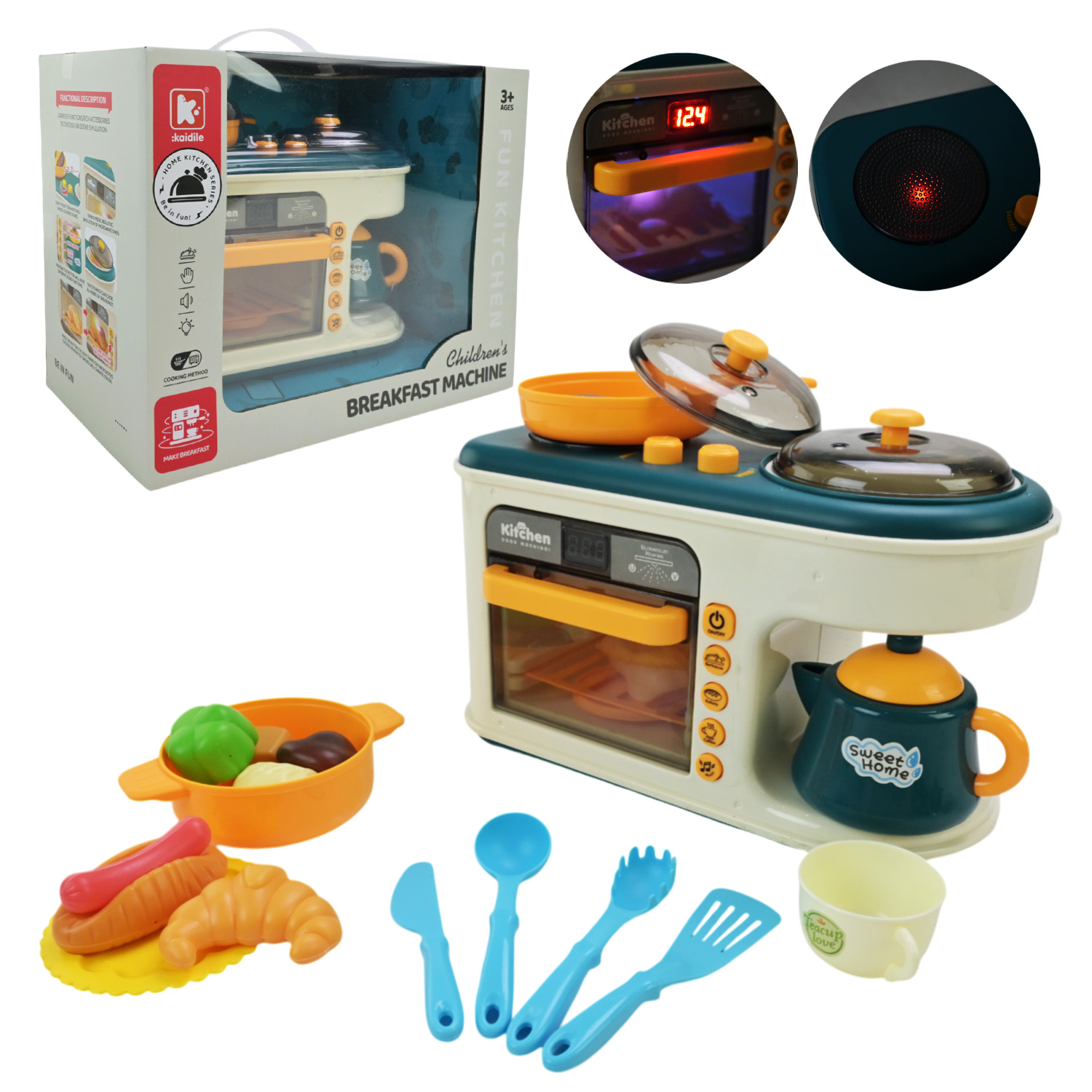 Кухня набір арт. G775A (штрих 0786) (12шт)  батар. світло, звук, червоного кольору,  продукти, аксес короб. 34*17,5*26 см