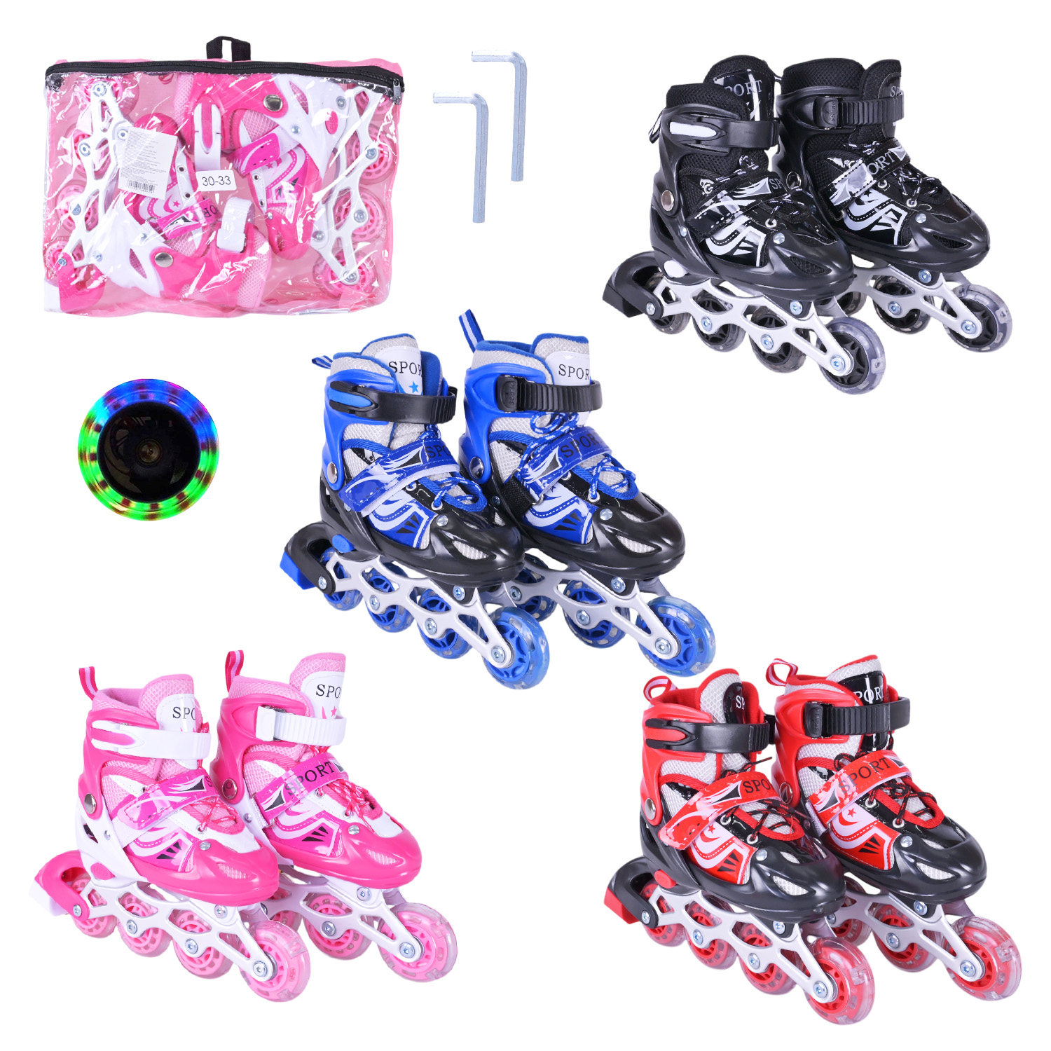 Роликові ковзани арт. RL25504 (6шт) розмір S (30-33) колеса PVC