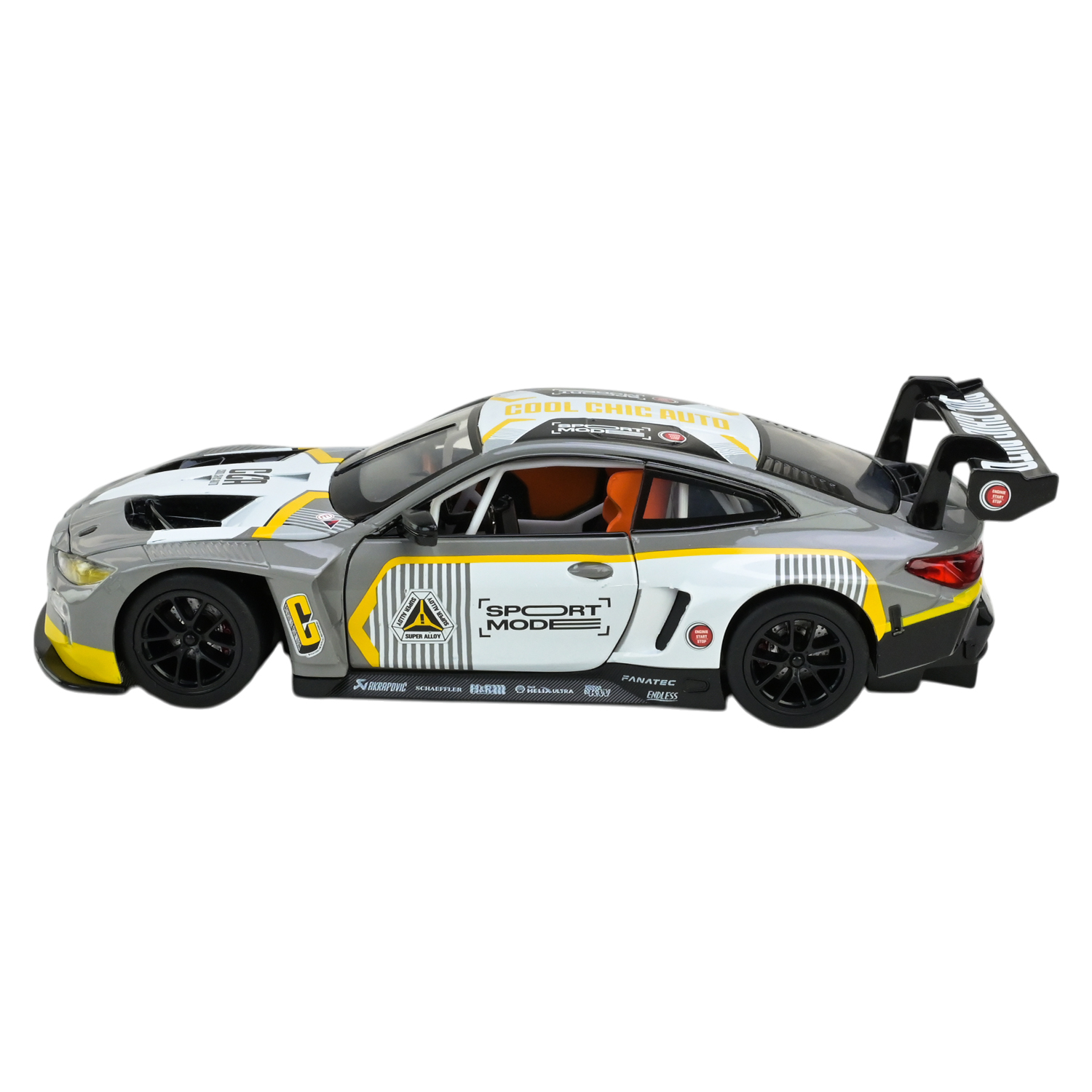 Машина мет. АВТОПРОМ арт. 68282A(G) (12шт/2 ) 1:24 "BMW M4 GT3" grey color,батар.,світло,звук,відкр.двері,капот,багаж.,короб. 24,5*12*10см