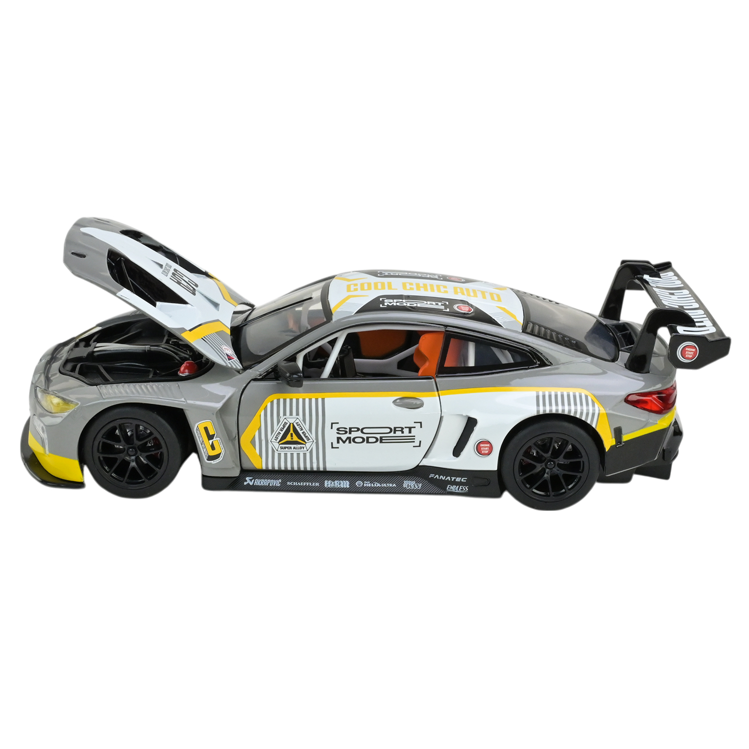 Машина мет. АВТОПРОМ арт. 68282A(G) (12шт/2 ) 1:24 "BMW M4 GT3" grey color,батар.,світло,звук,відкр.двері,капот,багаж.,короб. 24,5*12*10см