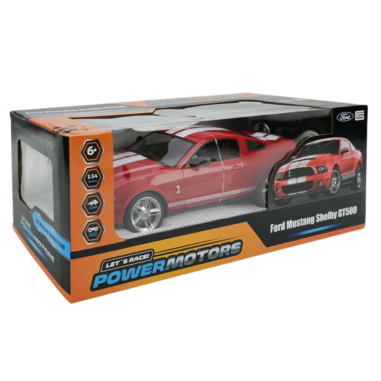 Машина р/к арт. PM1404 (12шт),"POWERMOTORS",1:14 FORD MUSTANG,червоний колiр, батарейки, світло, відкр.двері, кор. 45*19*17см