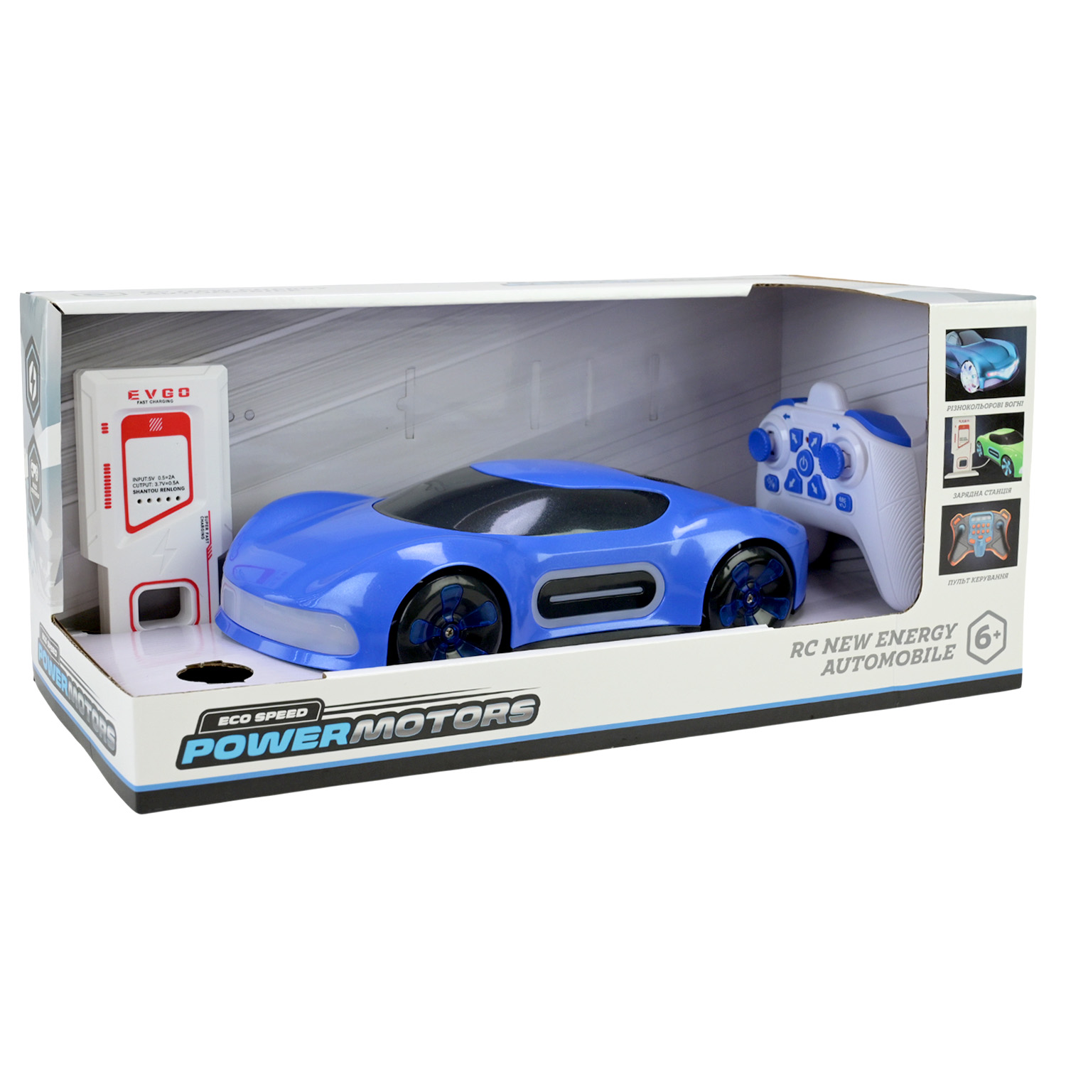 Машина р/к арт. PM3413 (18шт) "POWERMOTORS" 2 кольори акум,світло,звук,пар,заряд.станція,пульт кер.,у короб.37,5*18,2*17,2см