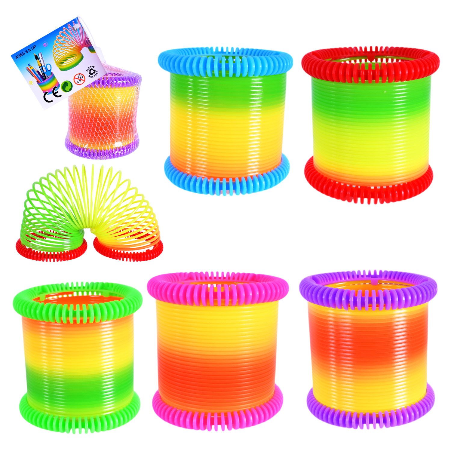 Пружинка-Веселка арт AJ-W (480шт/2) 4 кольори мікс, пакет7,5*7,5*8см