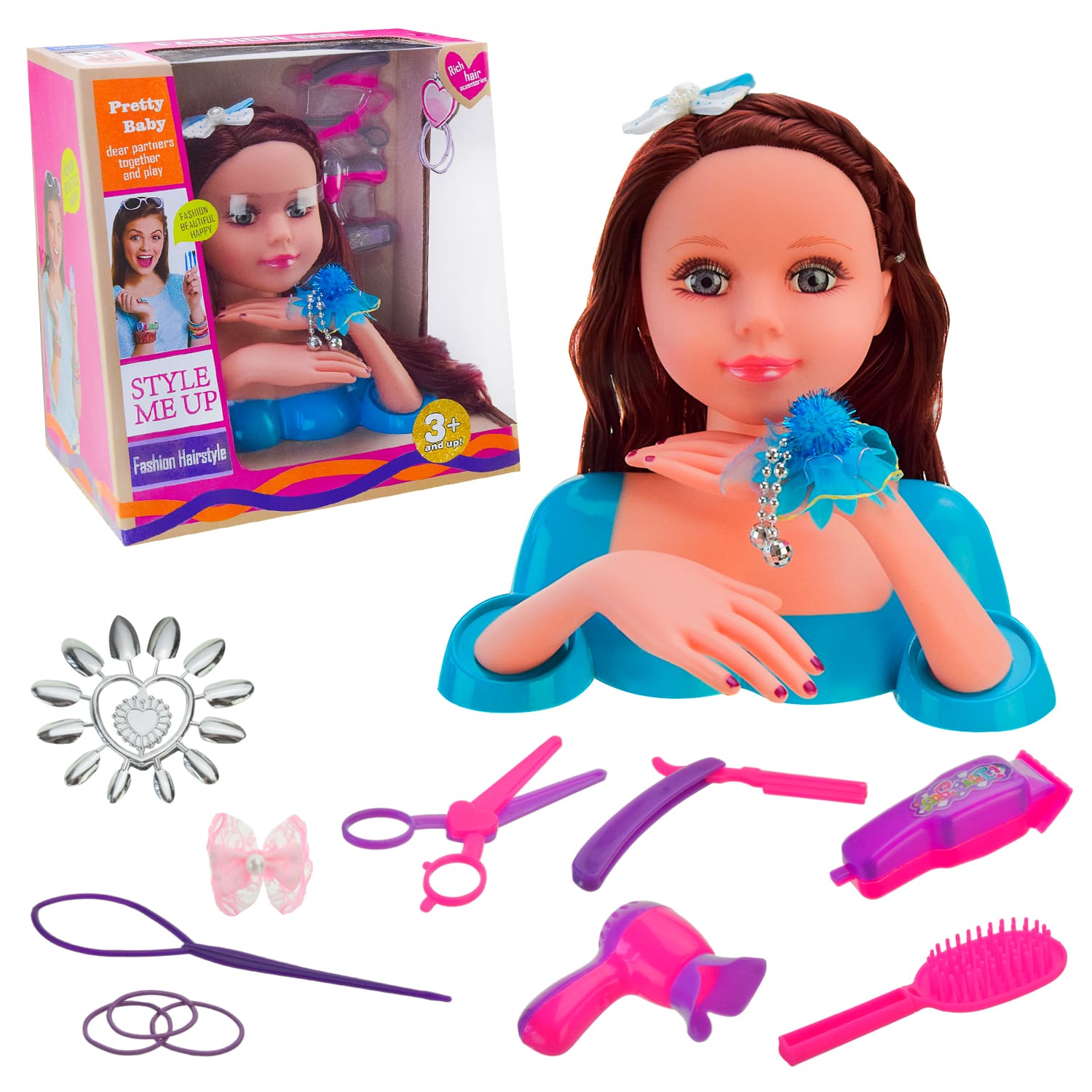 Голова для зачісок арт. 3393 (18шт/2) аксес для зачіски короб. 28*30*7см