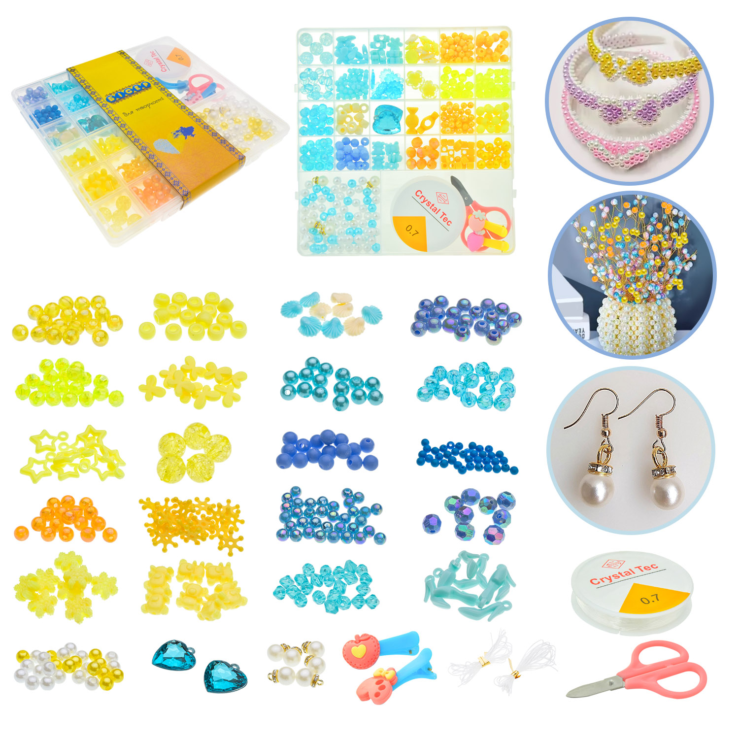 Бісер арт. PL-15/01/05 (96шт/2) патріотичні кольори, намистини, бісер, підвіски,гумова волосінь,зааколки для волося, безпечні ножиці,короб. 20*19*2,5см