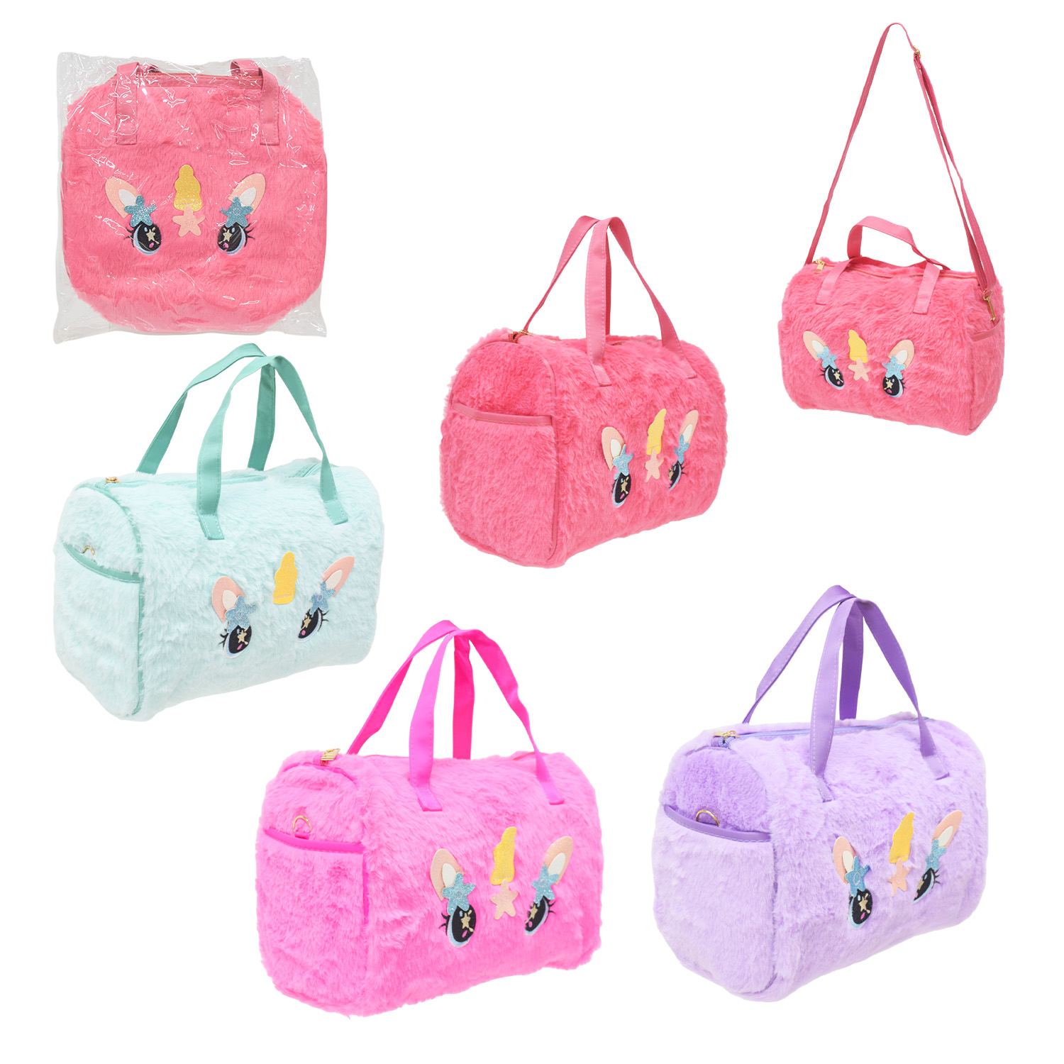 Сумка плюшева арт. K12107 (100шт) єдиноріг мікс кольорів 27*18*14 см