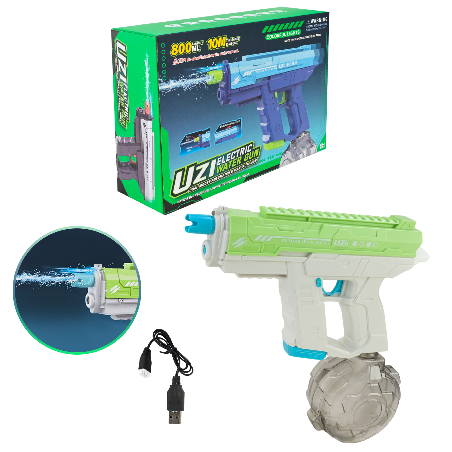 Водний пістолет арт. KB1323-2 (24шт) електричний на акум.батарейці,29 см короб.29*9*20 см