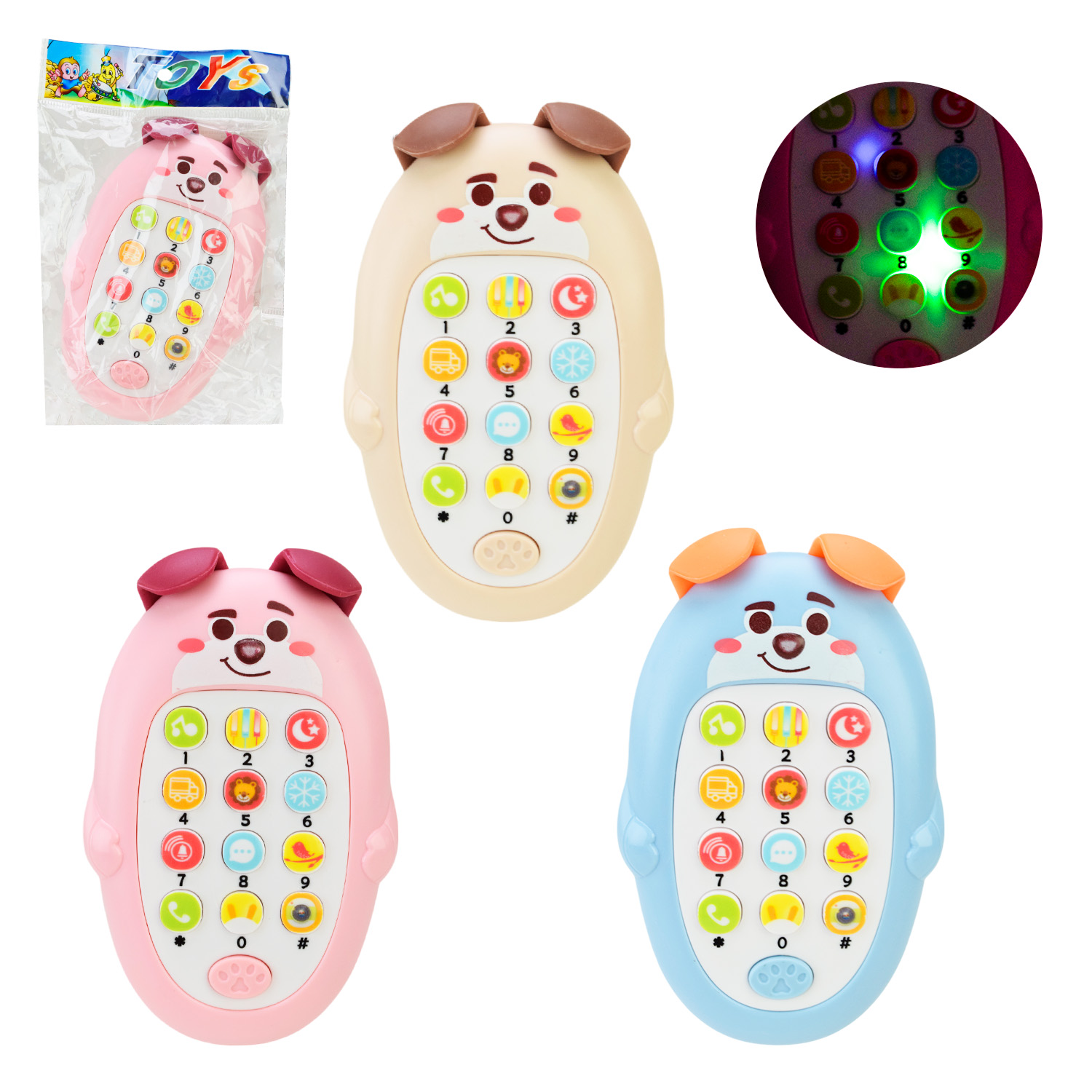 Телефончик арт. 626-15 (320шт) 3 кольори мікс, р-р13,8*3*8,8, пакет 18,8*11,9см