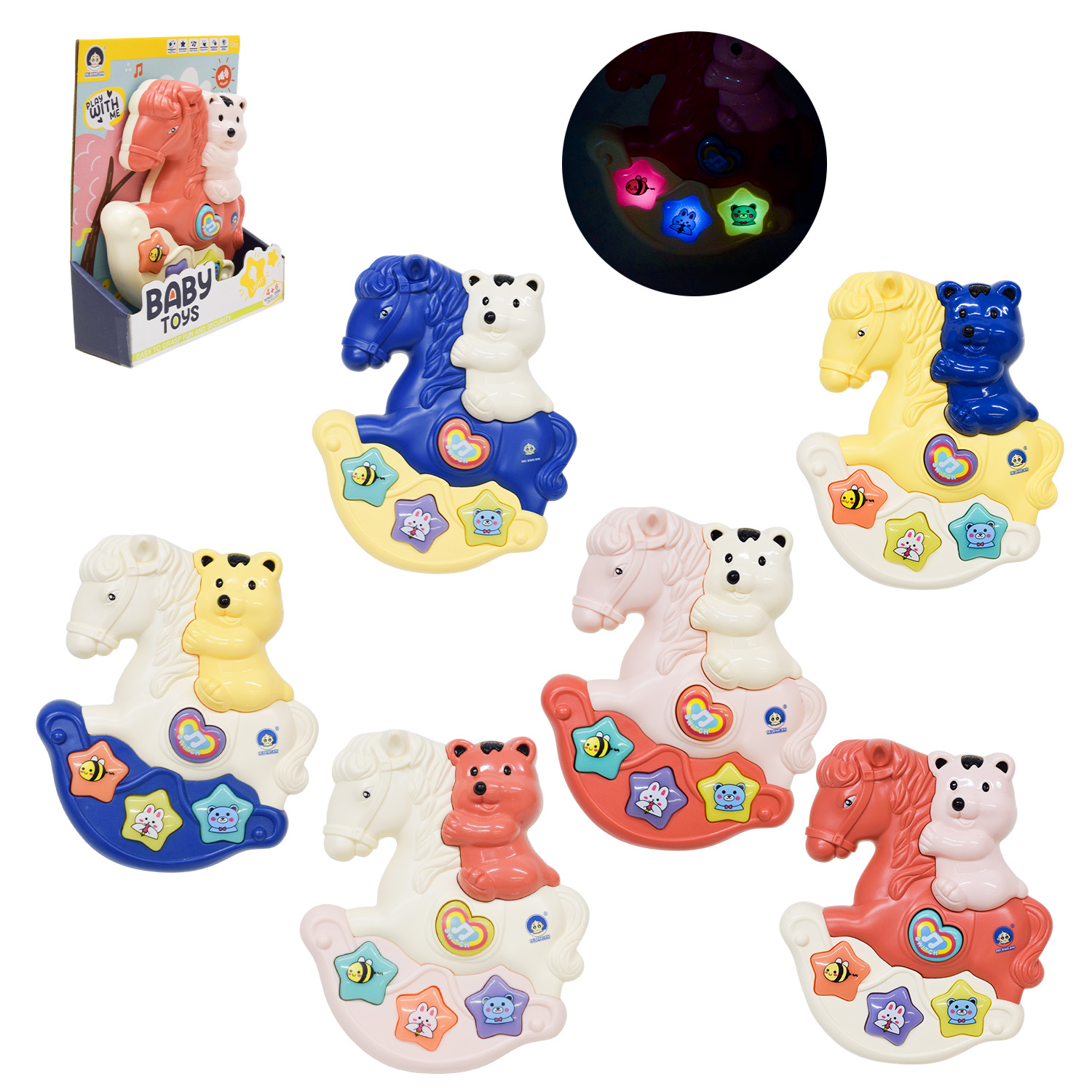 Муз разв.игра 988-13 (120шт/2)6 вида, батар., звуки животных,в короб. 20*4,5*16,5см