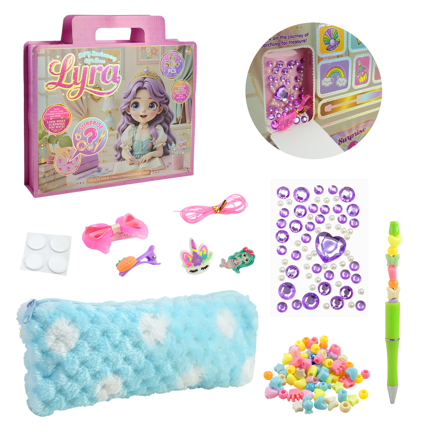 Розпаковка арт. YH213-1 (48шт/2)   сюрприз, аксесуари для дівчат, короб. 30.5*5*29.2