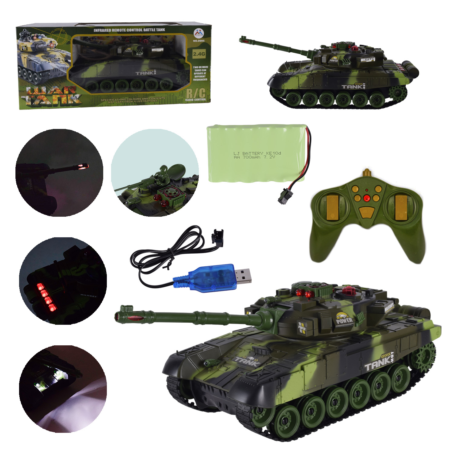 Танк р/к арт. 9995 (S1+1+1) (12шт) акум.,пульт на батар., короб. 47*18*20 см, р-н іграш. 37*17*13см