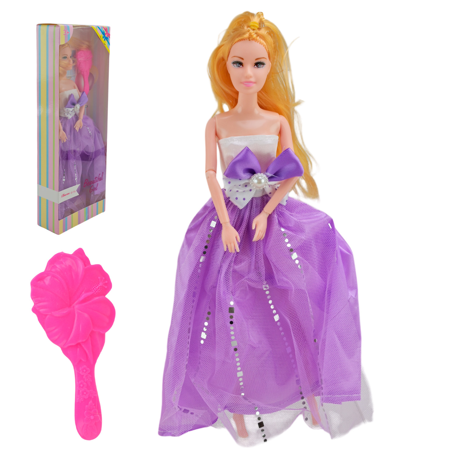 Лялька арт. D200-217 (120шт/2) мікс 3 вида, в нарядном сукні короб. 18*32,5*5см