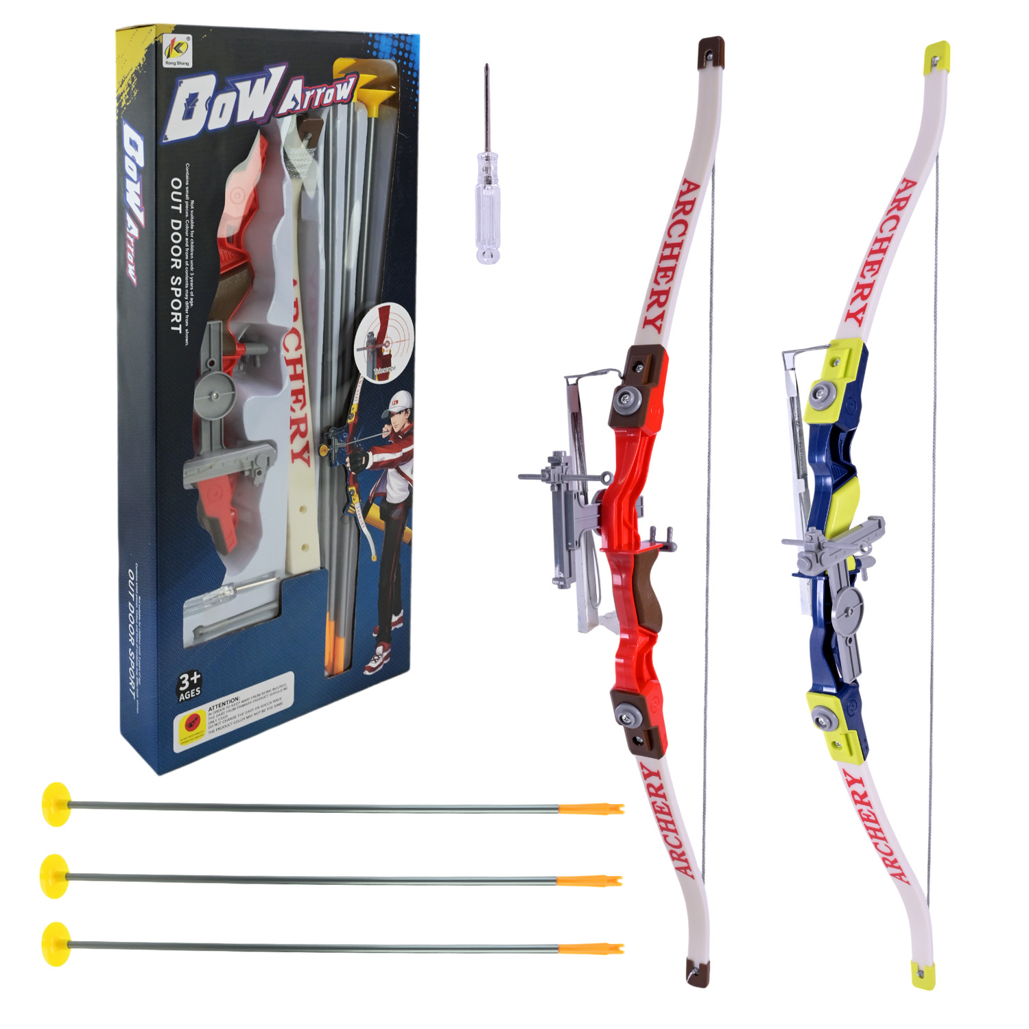 Лук арт. 800/801 (36шт/2) 2 кольора, 3 стріли на присосках 52cм, открита кор 25,6*57*6см