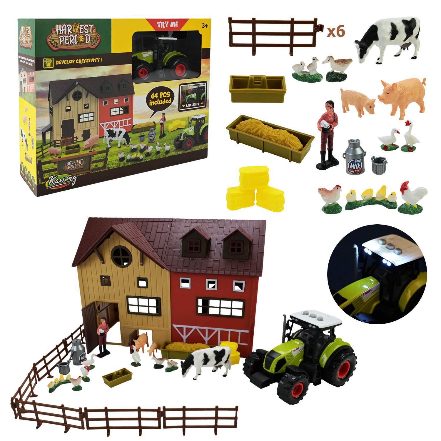 Іграшковий набір "Ферма" арт. 550-5K (18шт/2) ферма,трактор,фігурки,короб. 35*29*10см
