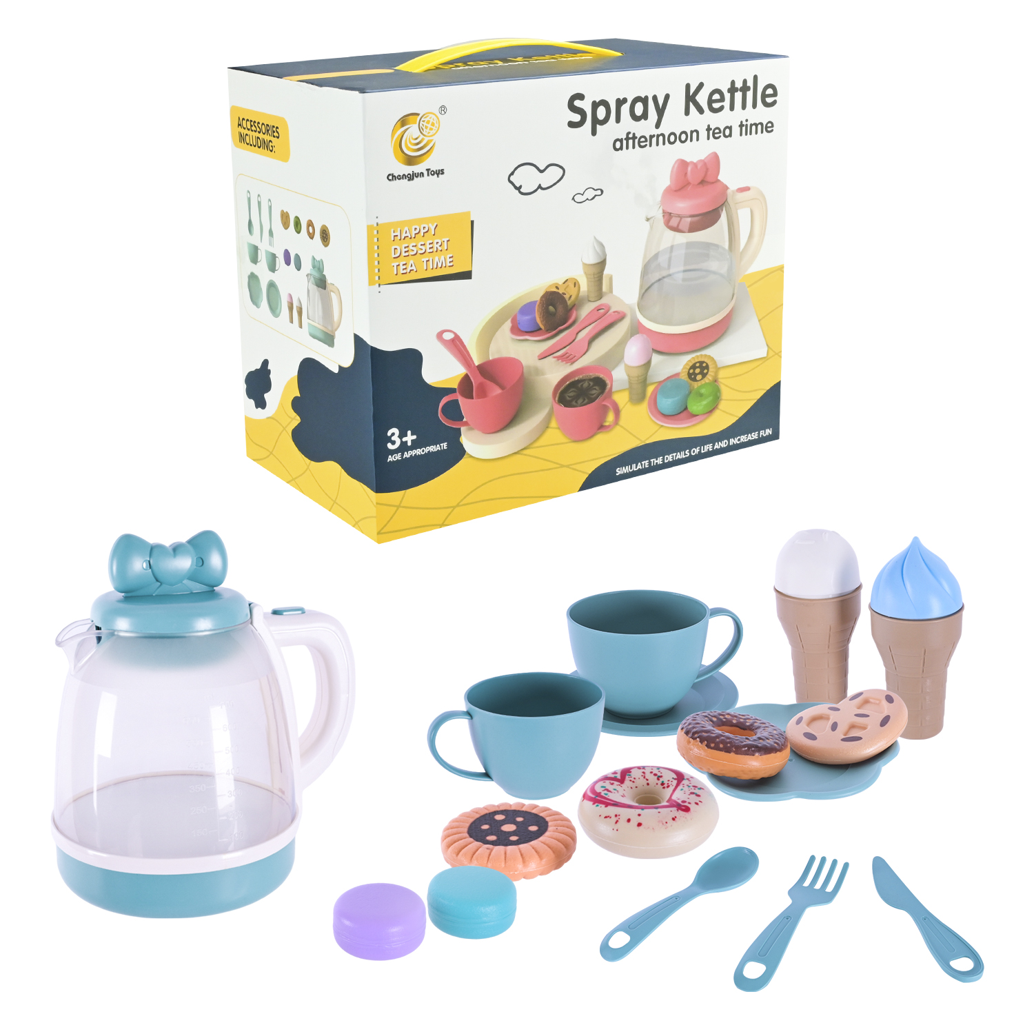 Побутова техніка арт. 925 (36шт/2) батар. мікс 2 види, чайник, пара, світло, звук короб. 21*12*18см