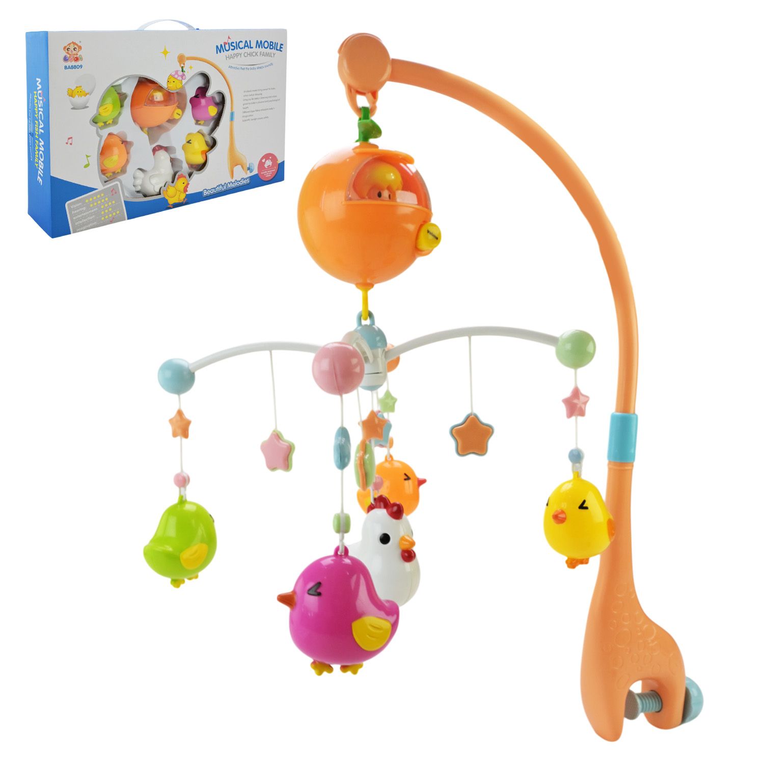 Мобіль арт. 8809 (12шт/2)батар., 4 з'ємні тваринки, короб.47*9*30см
