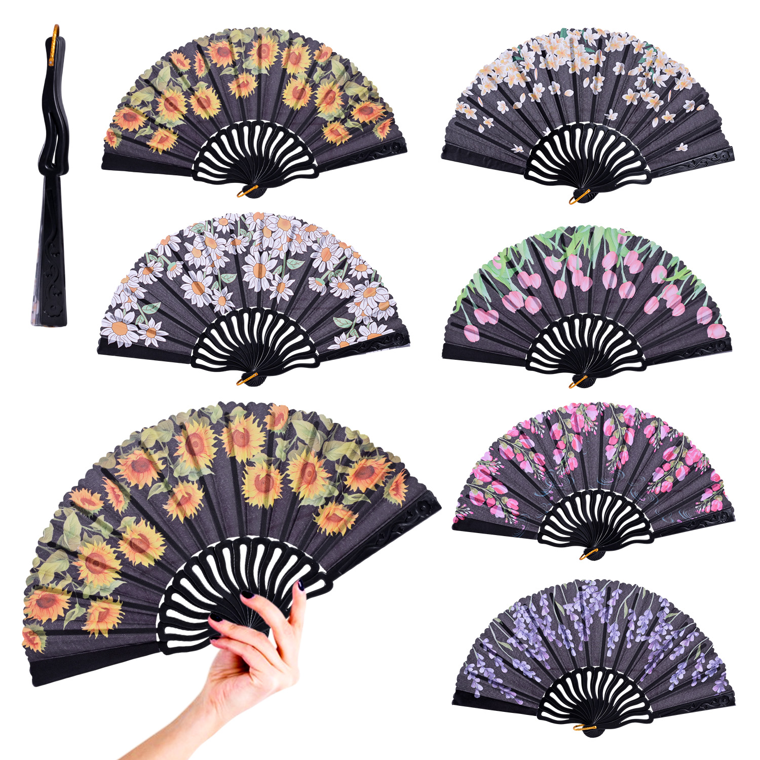 Аксесуар віяло арт. C2822 (200шт) Квіти 6 мікс