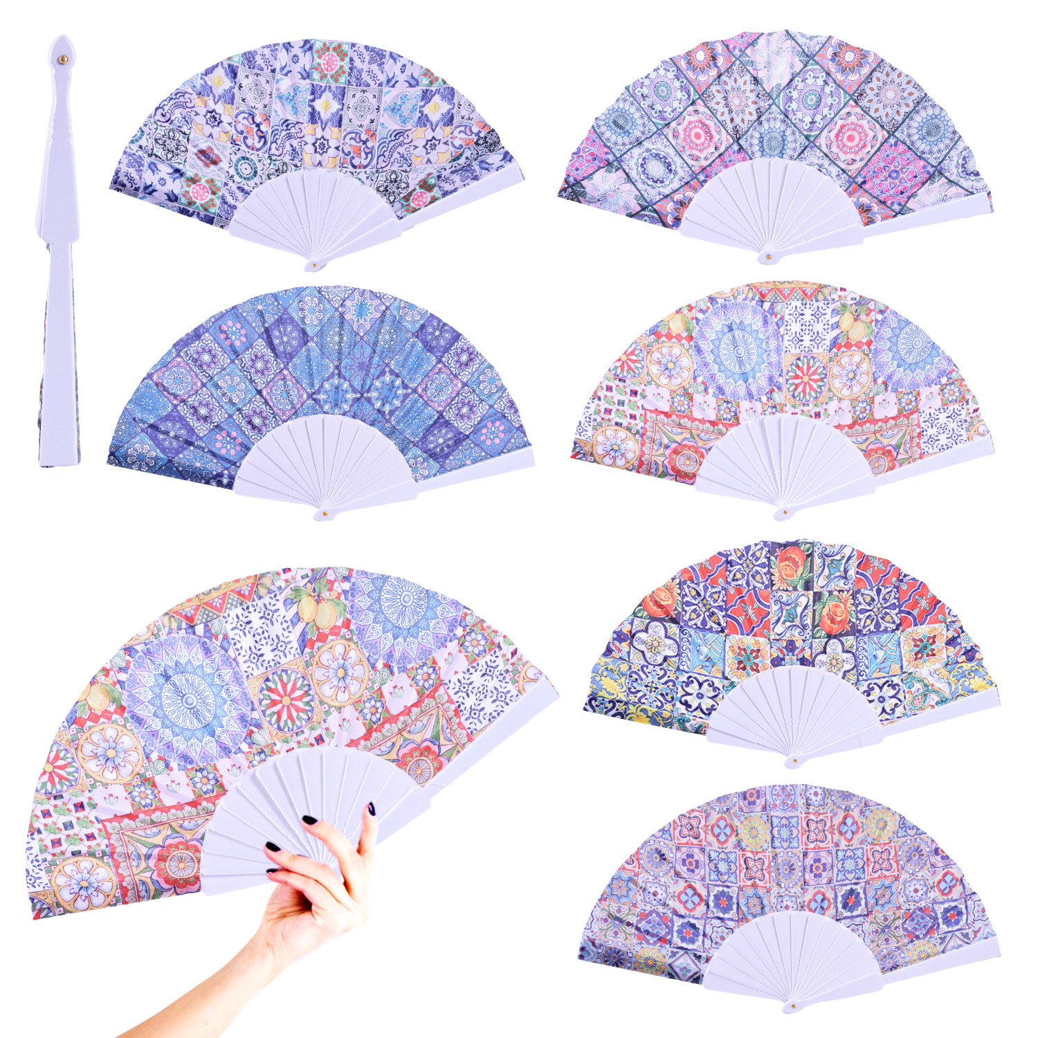 Аксесуар віяло арт. C2824 (200шт) орнаменти 6 мікс