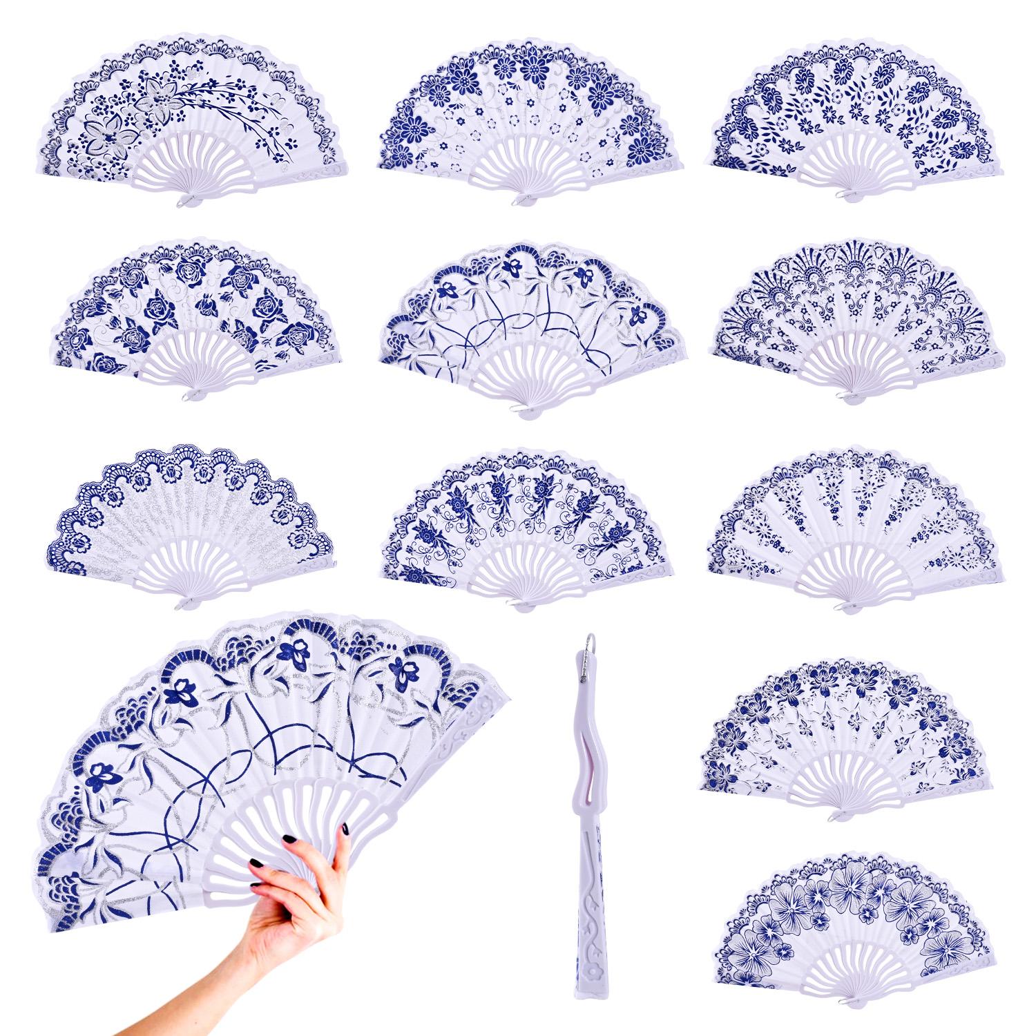 Аксесуар віяло арт. C2825 (200шт) блакитне мереживо 11 кольорів