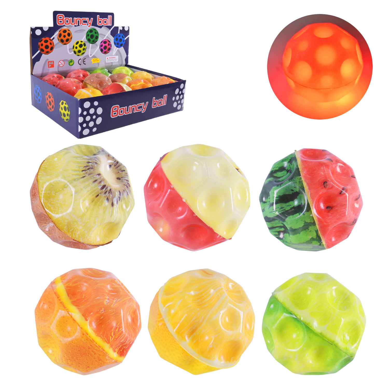 Пострибунчик арт. PR2442 (384шт) Graviti ball 6 см світиться 12 шт в дисплеї