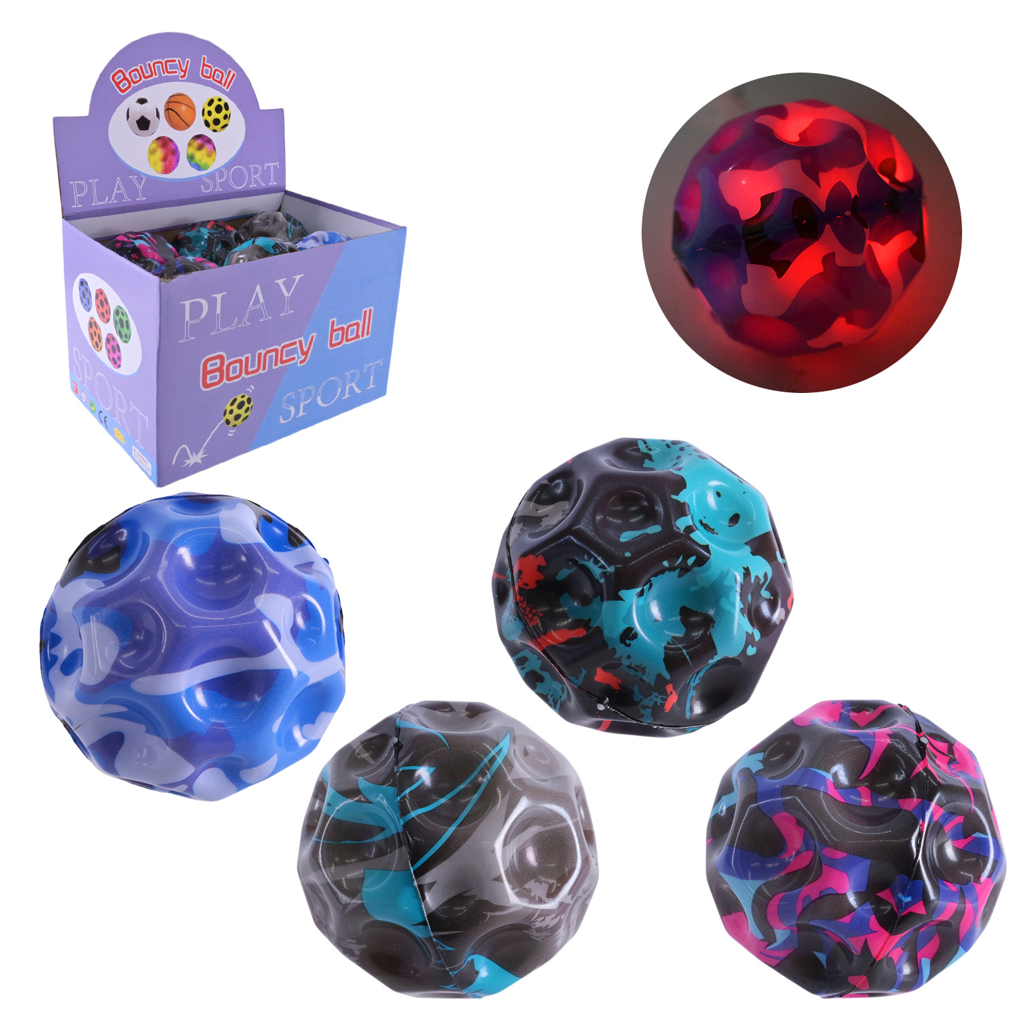 Пострибунчик арт. PR2450 (192шт) Graviti ball 8 см світиться 12 шт в дисплеї