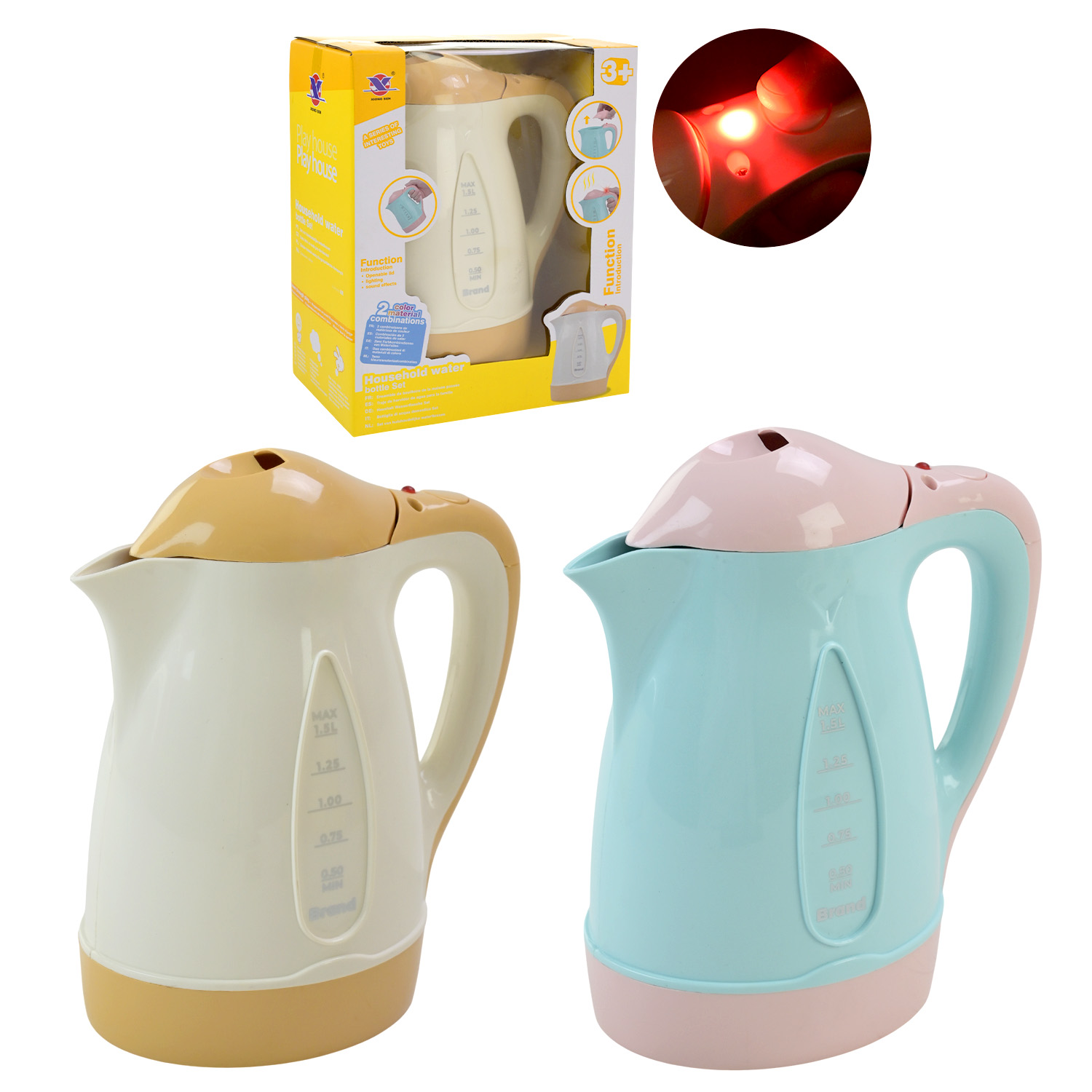 Побутова техніка арт. XS-25013 (60шт/2) 2 кольори,батар. світло, звук, чайник короб. 18*10*22