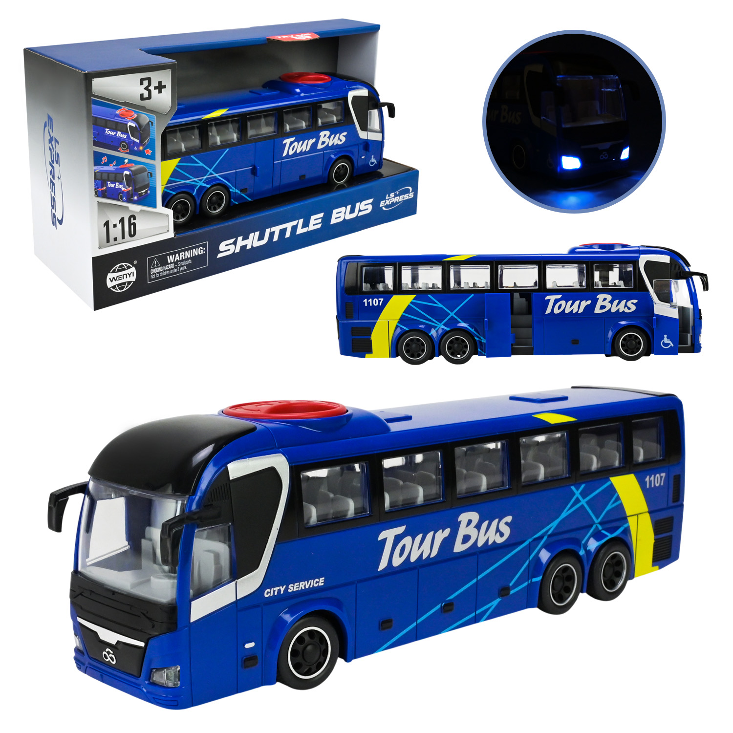 Автобус інерційний арт. WY1107A (24шт) батар. світло, звук, р-р іграшки 27.5*6*7.5 см у короб. 32*11.5*18.5 см