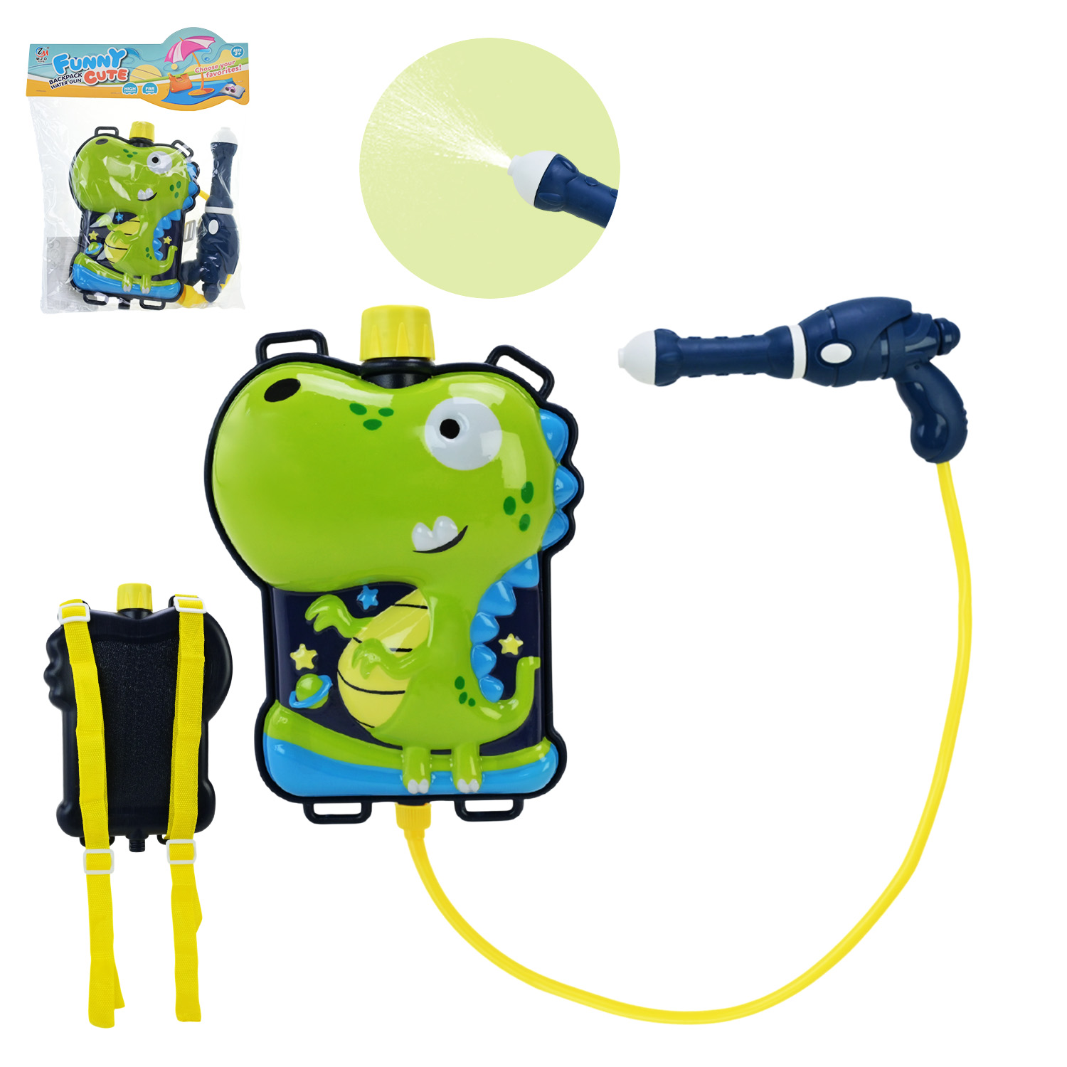 Водяний пістолет арт. M40-9 (96шт/2)  рюкзак  Динозавр на 1200 мл води,25*38 см у пакеті