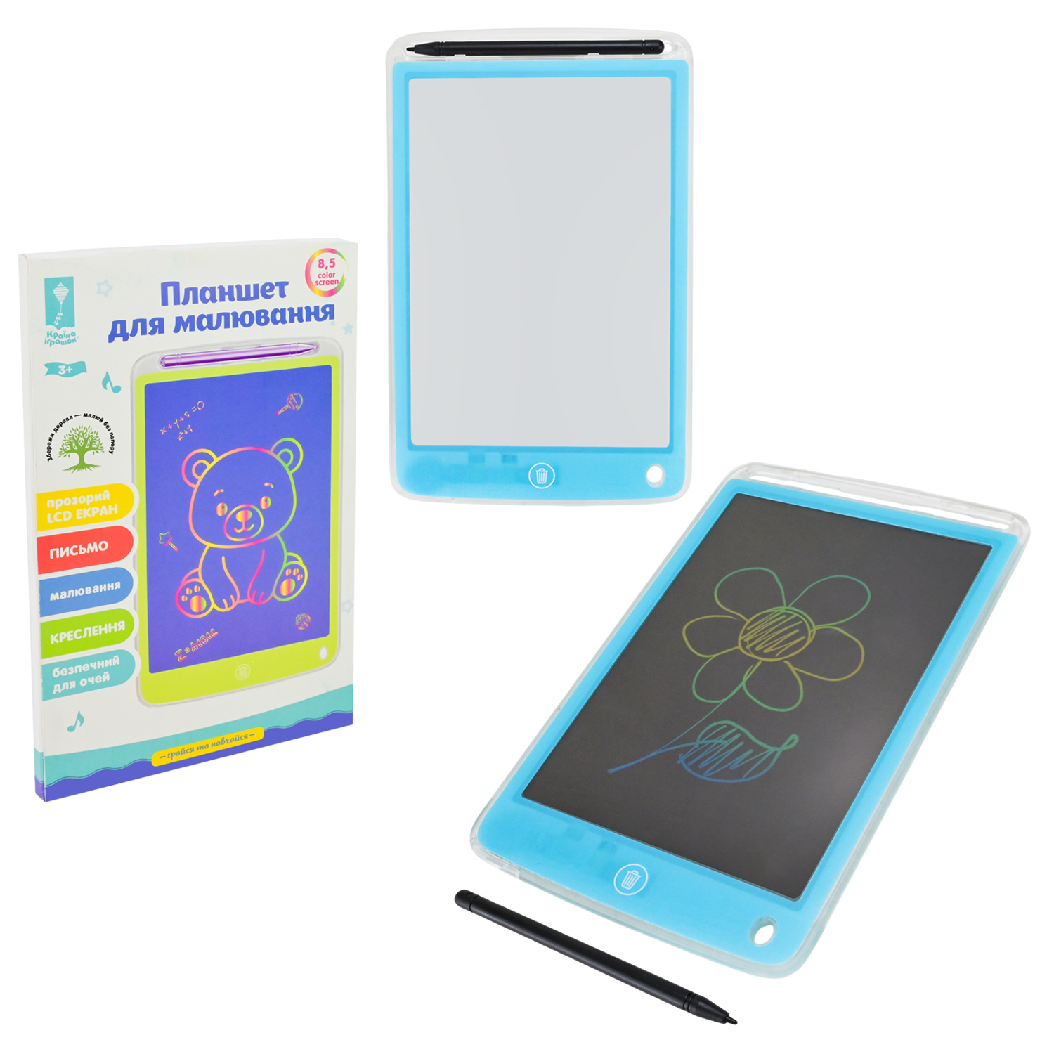 Планшет для малювання LCD Грайся та навчайся арт. PL7062 (100шт) екран 8,5" у короб. 15*11*23см