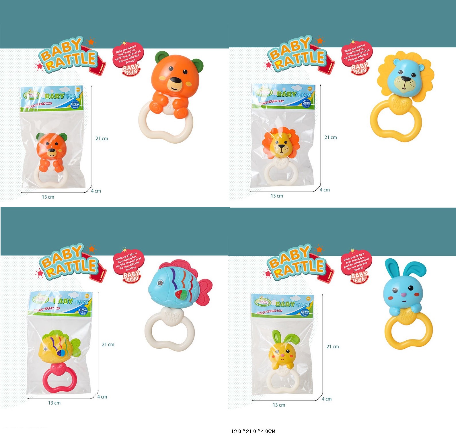 Брязкальце в ручку арт. 6101/2/4/5 (720шт/2) 4 види мікс, у пакеті 13*21*4см.