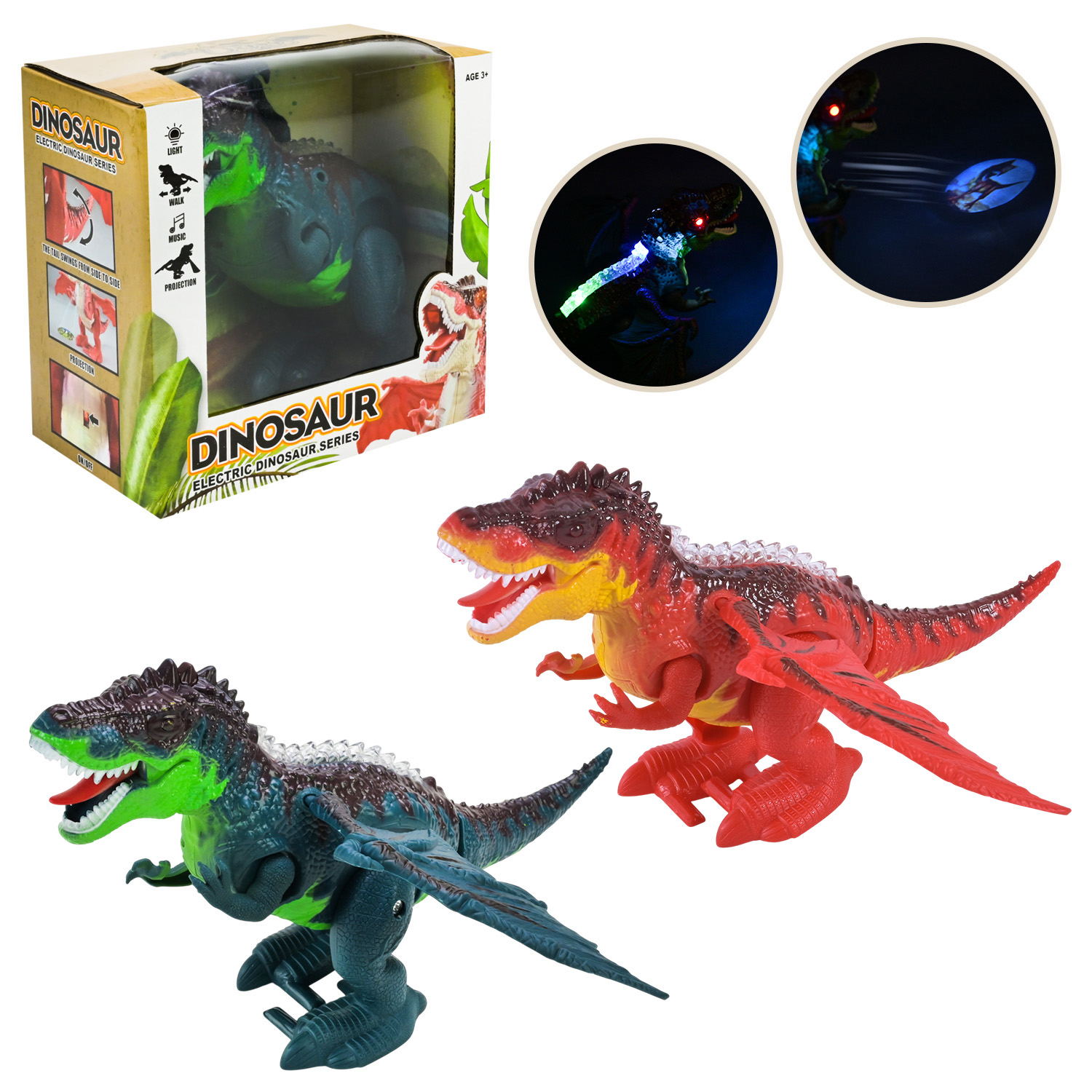 Динозавр муз. арт. 3871 (48шт/2) батар., звук, світло, рух, проектор, у короб. 19*11*19 см.