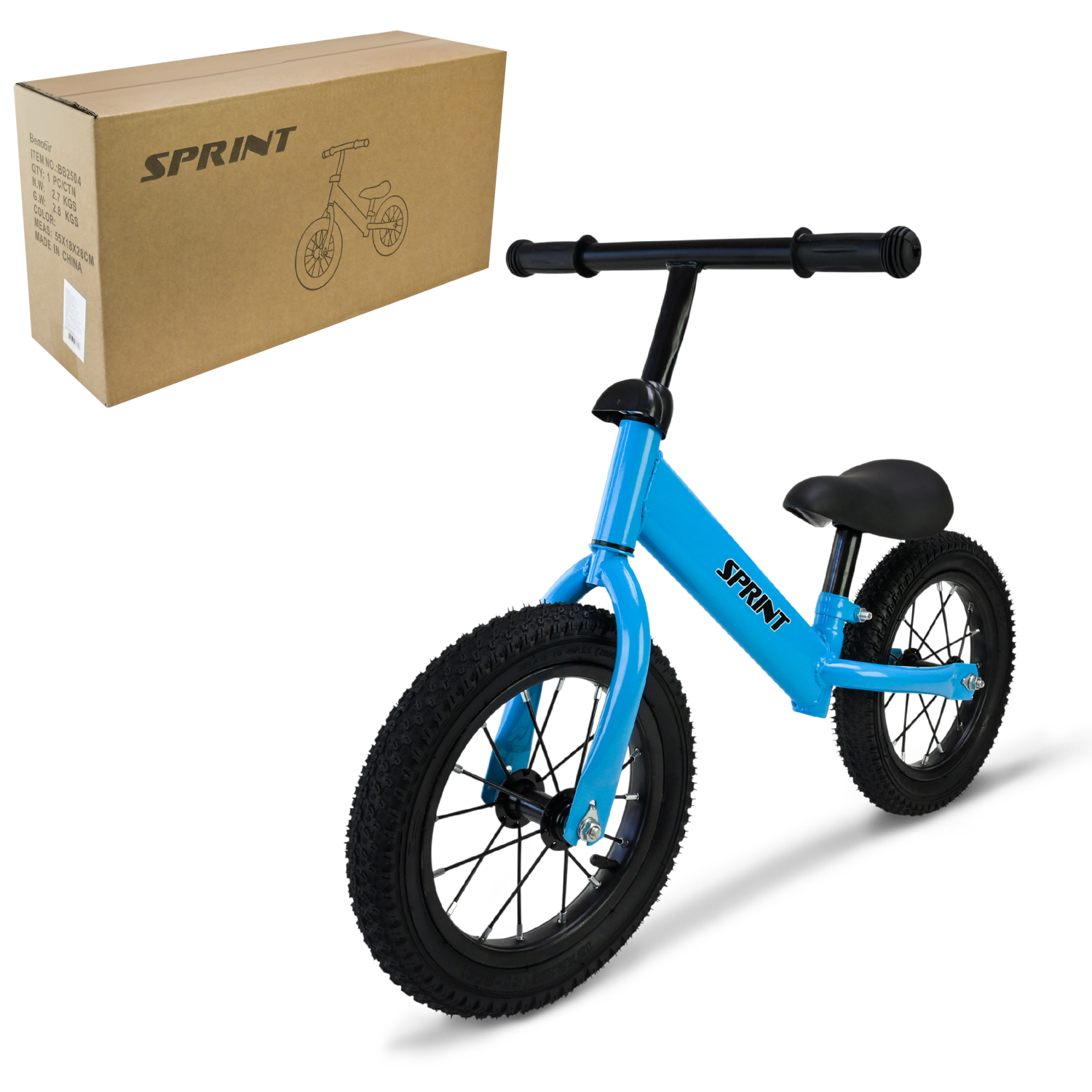 Велобіг арт. BB2504 (1шт)   сталевий, колеса 12 дюймів надувні,синій