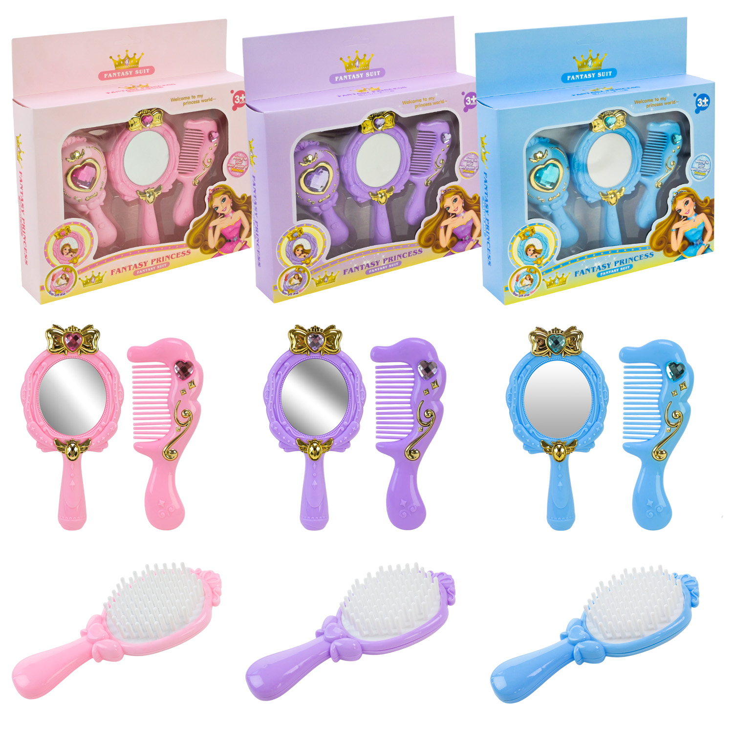 Аксесуари для дівчат арт. C8824 (120шт/2) мікс 3 кольори, дзеркало, розчіска, аксес у короб. 25*5*24см