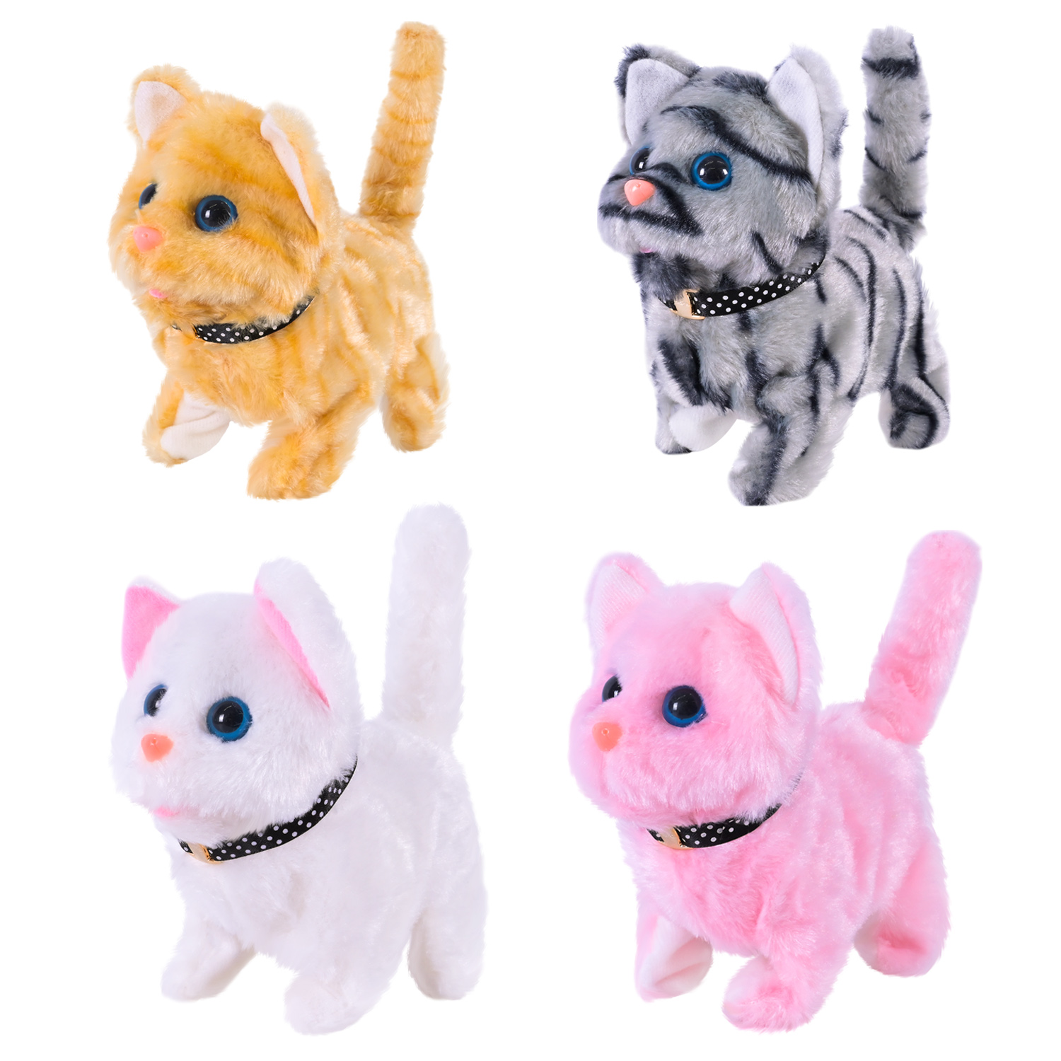 М'яка інтерактивна арт. C23912 (120шт) кошеня ходить, нявкає, рухає головою і хвостом  4 мікс 15*8*12см