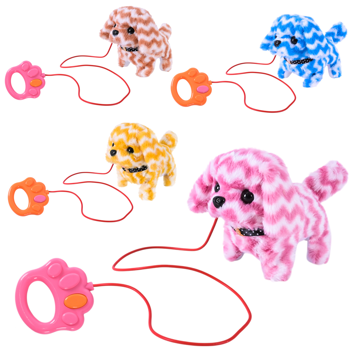 М'яка інтерактивна арт. C23930 (140шт) собачка на повідку ходить, звук, рухає головою та хвостом 4 мікс 15*8*13см