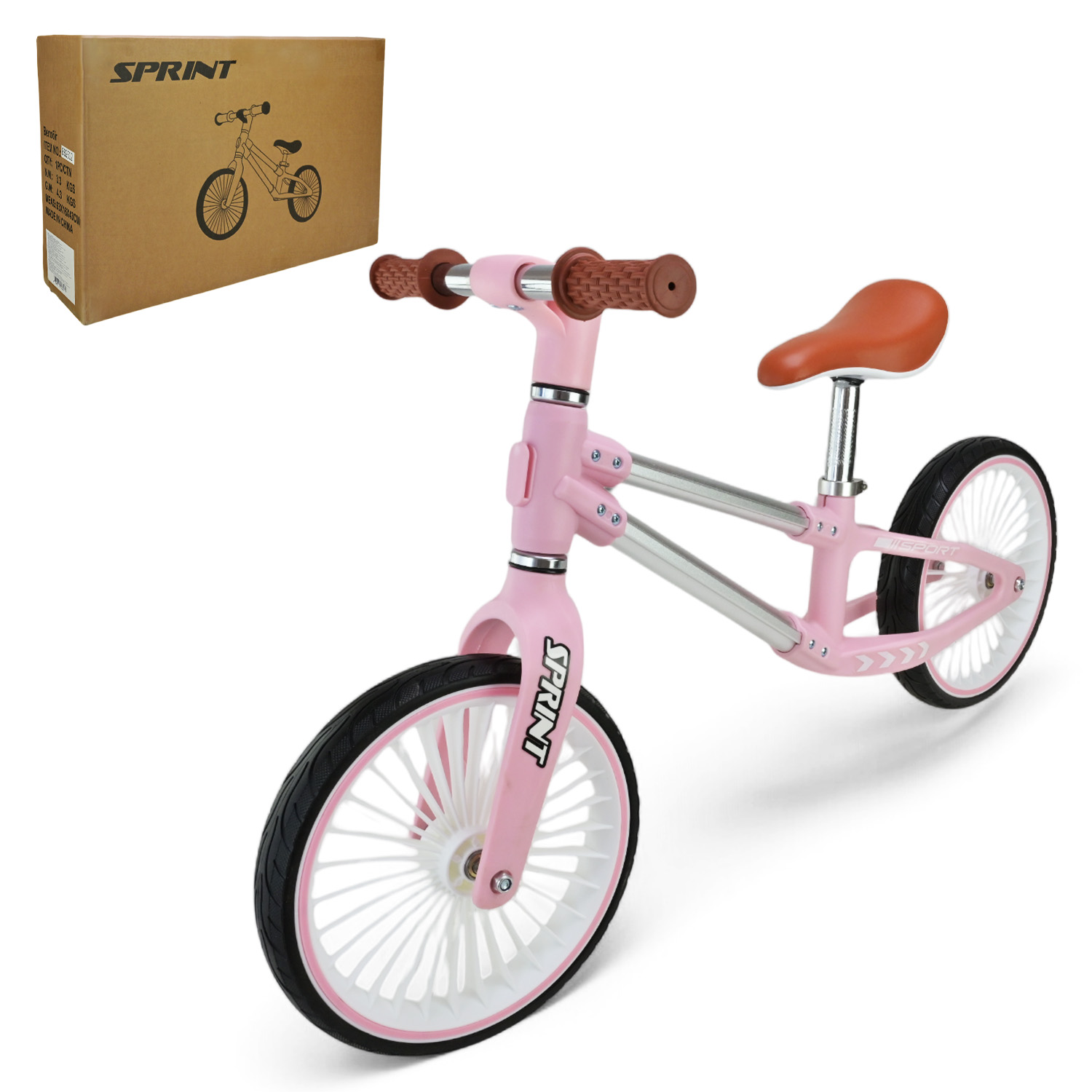 Велобіг арт. BB2512 (1шт)   сталевий, колеса 12 дюймів PU,рожевий у короб. 63*16*43 см