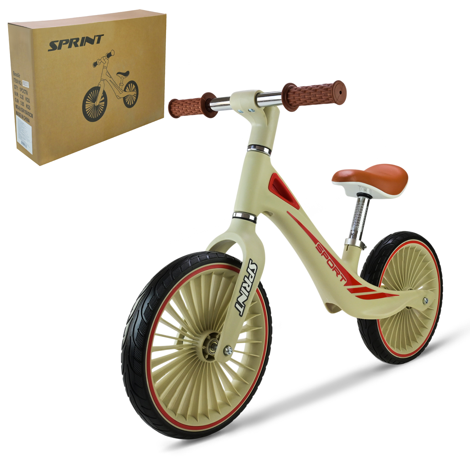 Велобіг арт. BB2517 (1шт) нейлон, колеса 12 дюймів EVA, бежевий у короб. 59*16*43