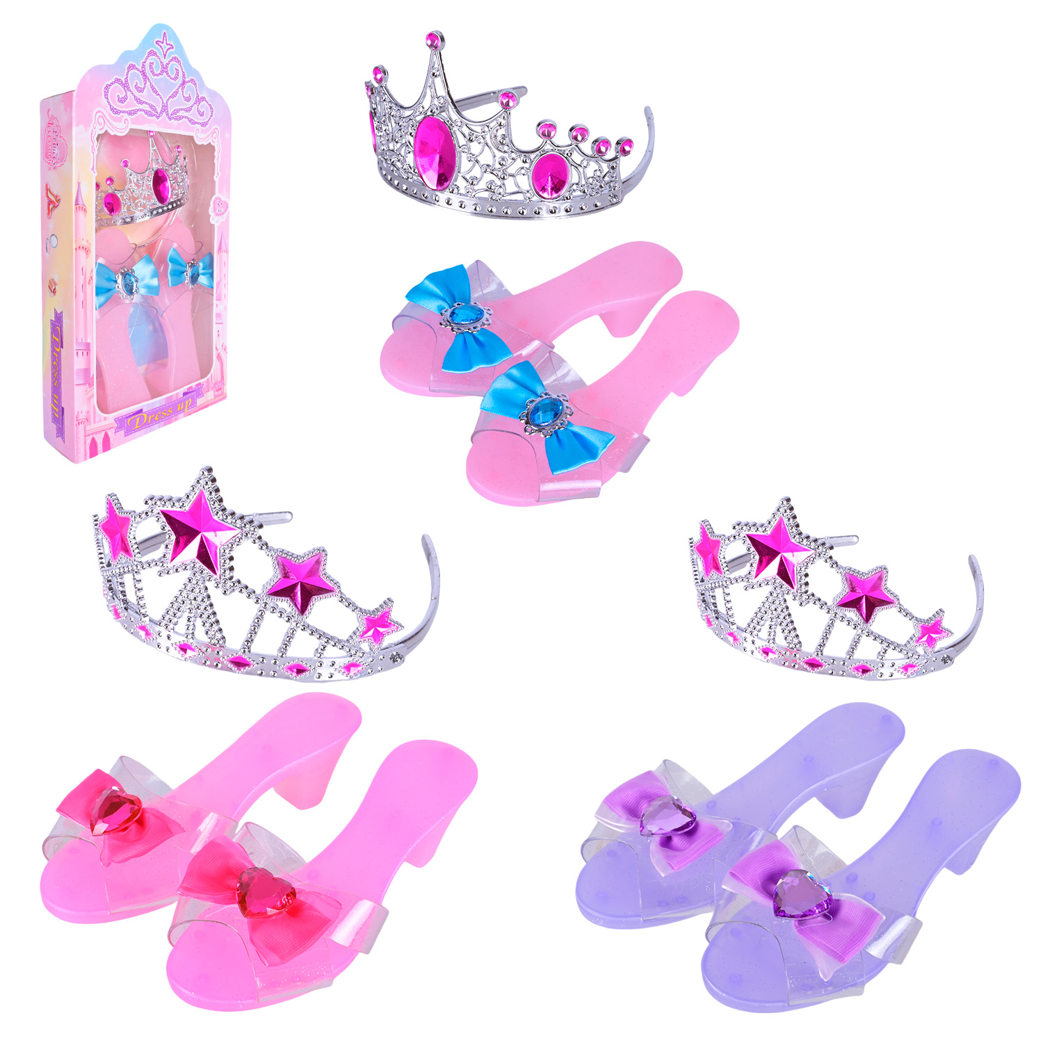 Аксесуари для дівчат арт. HBF-9C/1C (120шт/2)  мікс 2 кольорів, туфельки, аксес   короб. 18*28*5см