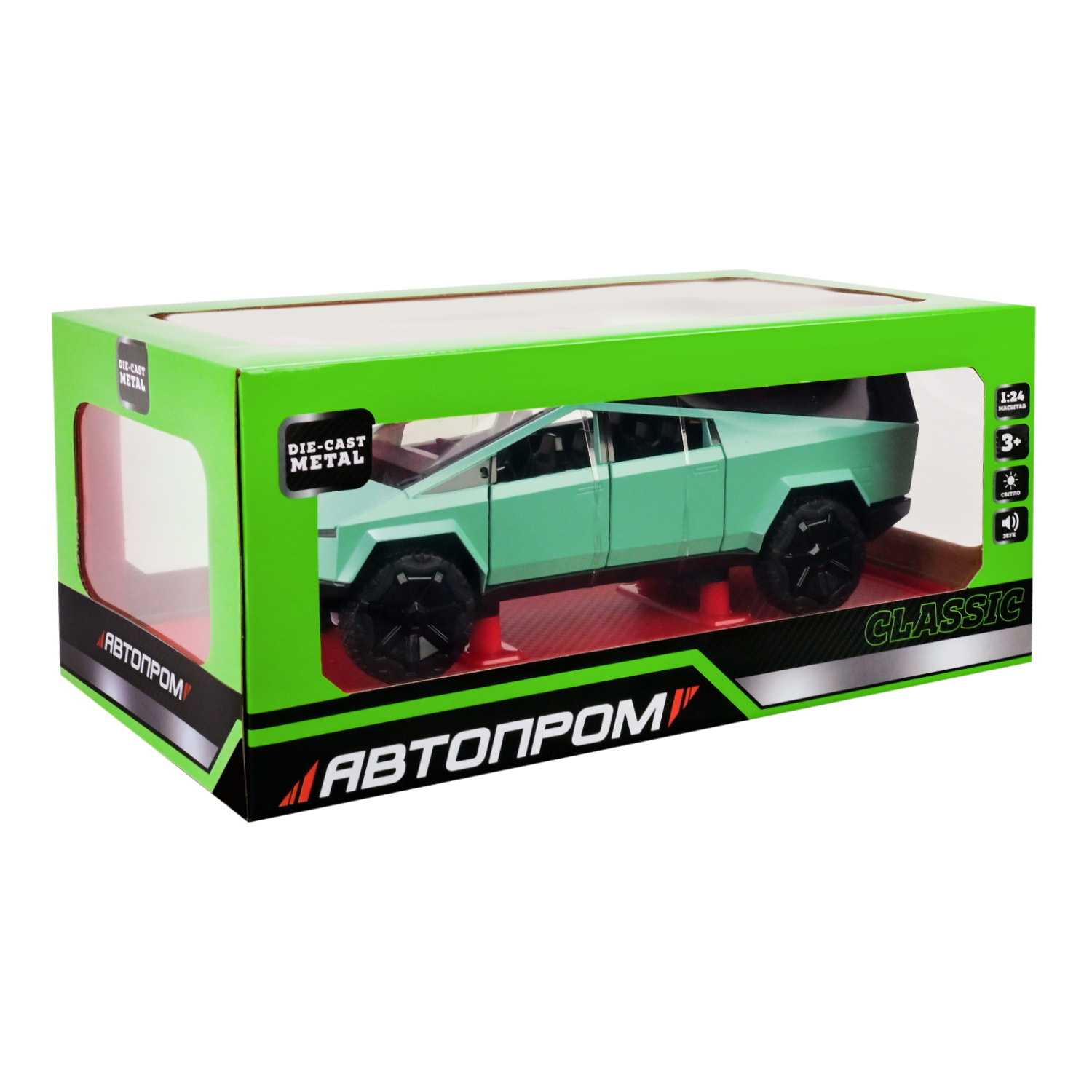 Машина мет. АВТОПРОМ арт. AP7727 (12шт/2) 1:24 Tesla pickups camring, батар,світло,звук,відкр.двері,короб. 28*16*12,8см