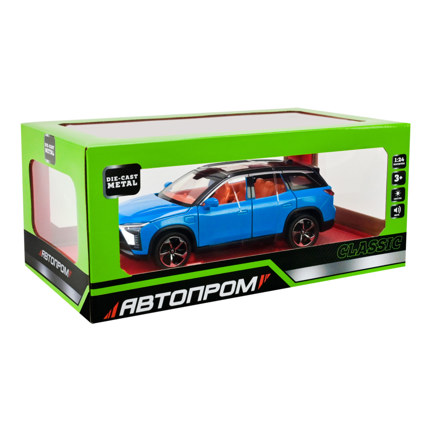 Машина мет. АВТОПРОМ арт. AP7732 (12шт/2) 1:24 Nio ES8, батар,світло,звук,відкр.двері,короб. 28*16*12,8см