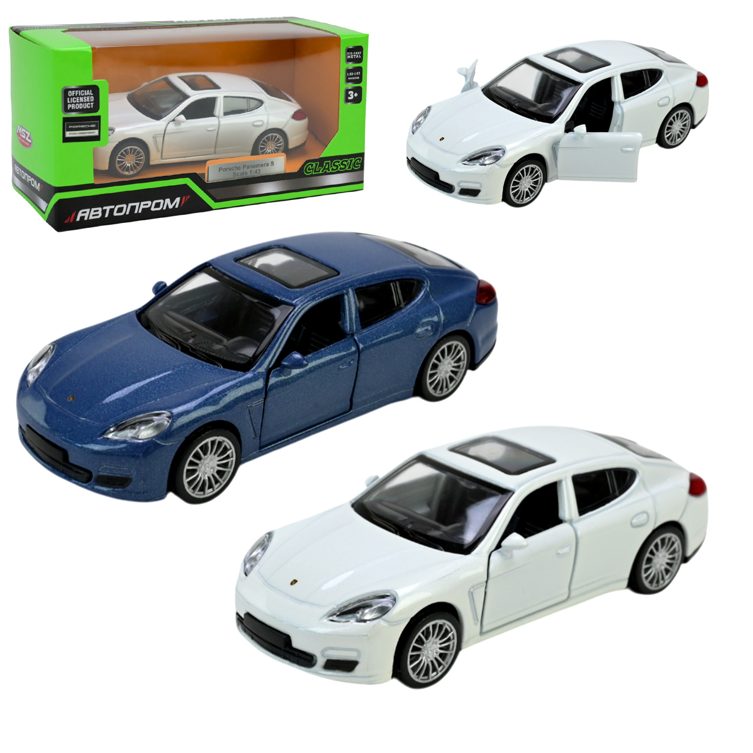 Машина мет. АВТОПРОМ арт.4315 (96шт/2) 1:43 PORSCHE, 2 кольори, відк.двері, короб. 14,5*6,5*7см
