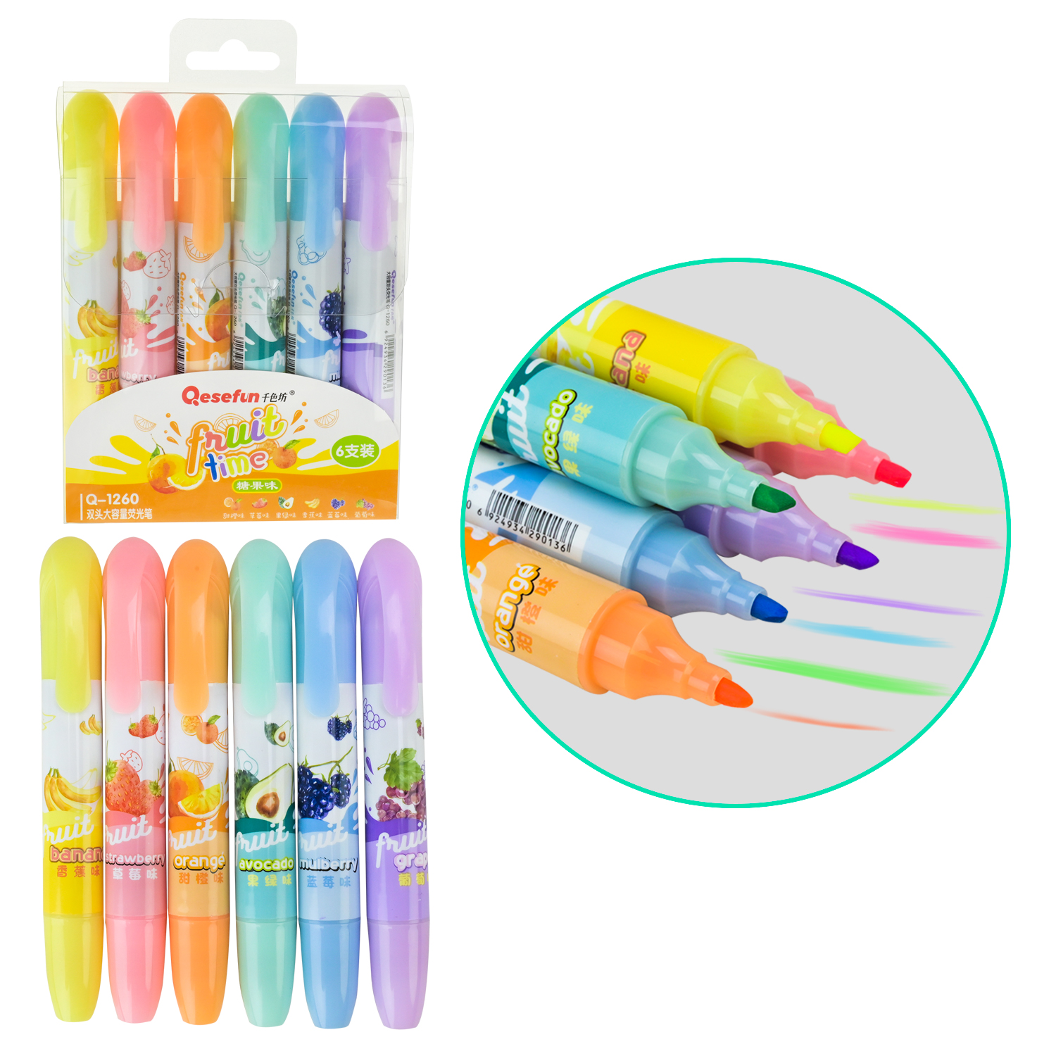 Набір маркерів арт.CE150410 (144шт) у наборі 6 кольорів із запахом, двухсторонній, р-р 14,5*2,3 см упак.11,5*2*15 см