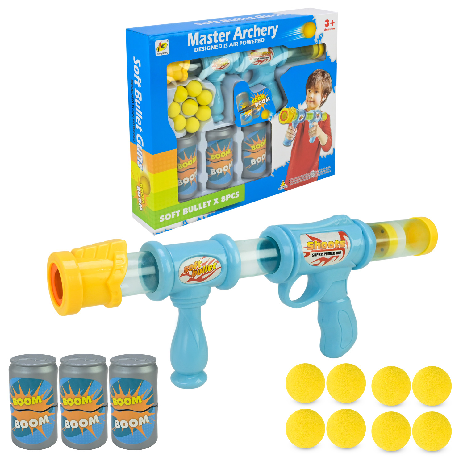 Помпова зброя арт. 931C (24шт/2)   мішені-банки, 8 поролон. Кульок короб.42*7*34см