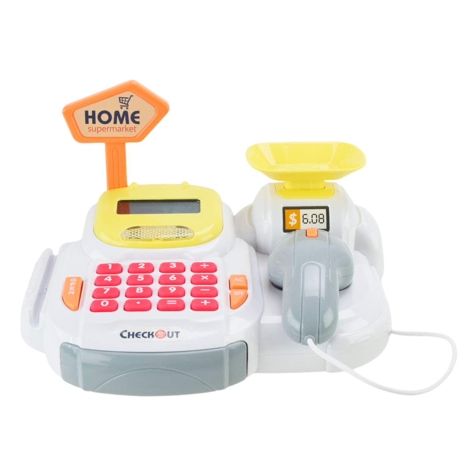 Каса арт. 668-115/116 (12шт/2)батар. мікс 2 види. світло-звук,касовий апарат,сканер,продукти,гроші короб. 36-18-17 см