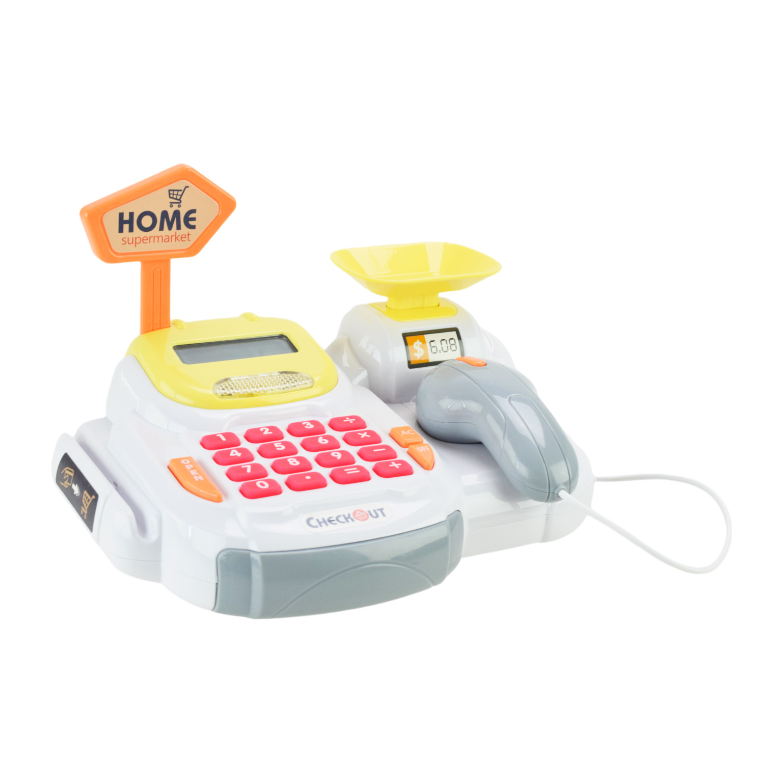 Каса арт. 668-115/116 (12шт/2)батар. мікс 2 види. світло-звук,касовий апарат,сканер,продукти,гроші короб. 36-18-17 см