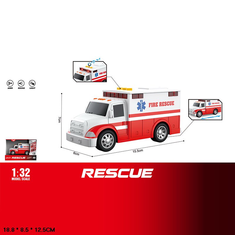 Машина батар. арт. WY1109A (96шт) "Пожежна охорона" світло,звук,у короб.18,8*8,5*12,5см