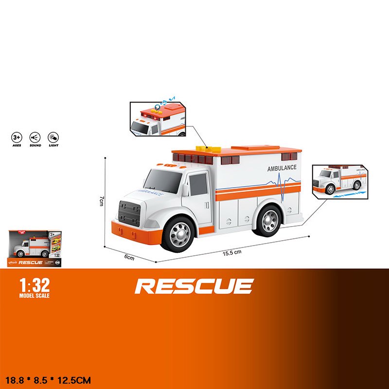 Машина батар. арт. WY1109B (96шт) "Швидка допомога" світло,звук,у короб.18,8*8,5*12,5см